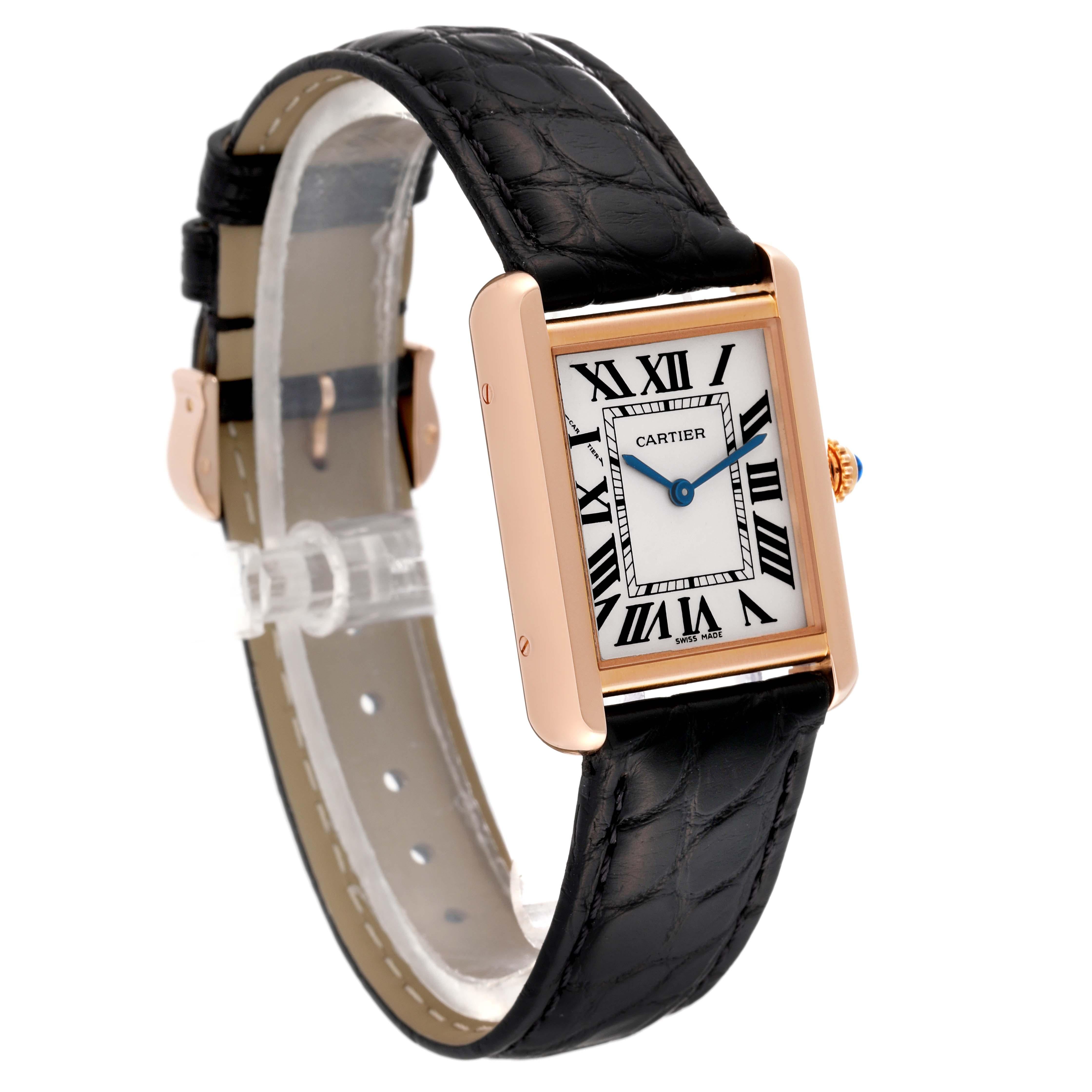 Cartier Tank Solo Silver Dial Rose Gold Steel Ladies Watch W5200024 Card For Sale 4