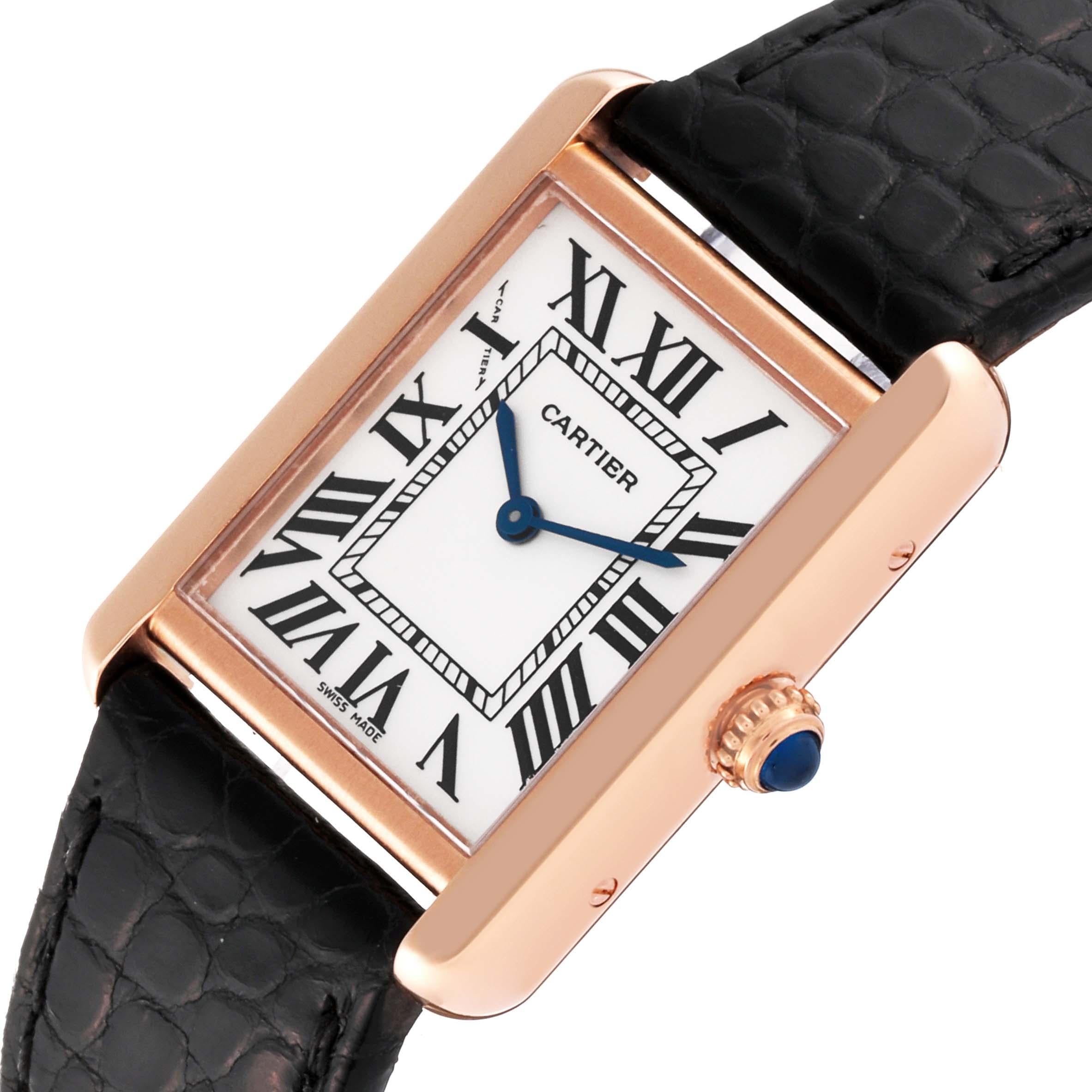 Cartier Tank Solo Silver Dial Rose Gold Steel Ladies Watch W5200024 For Sale 1