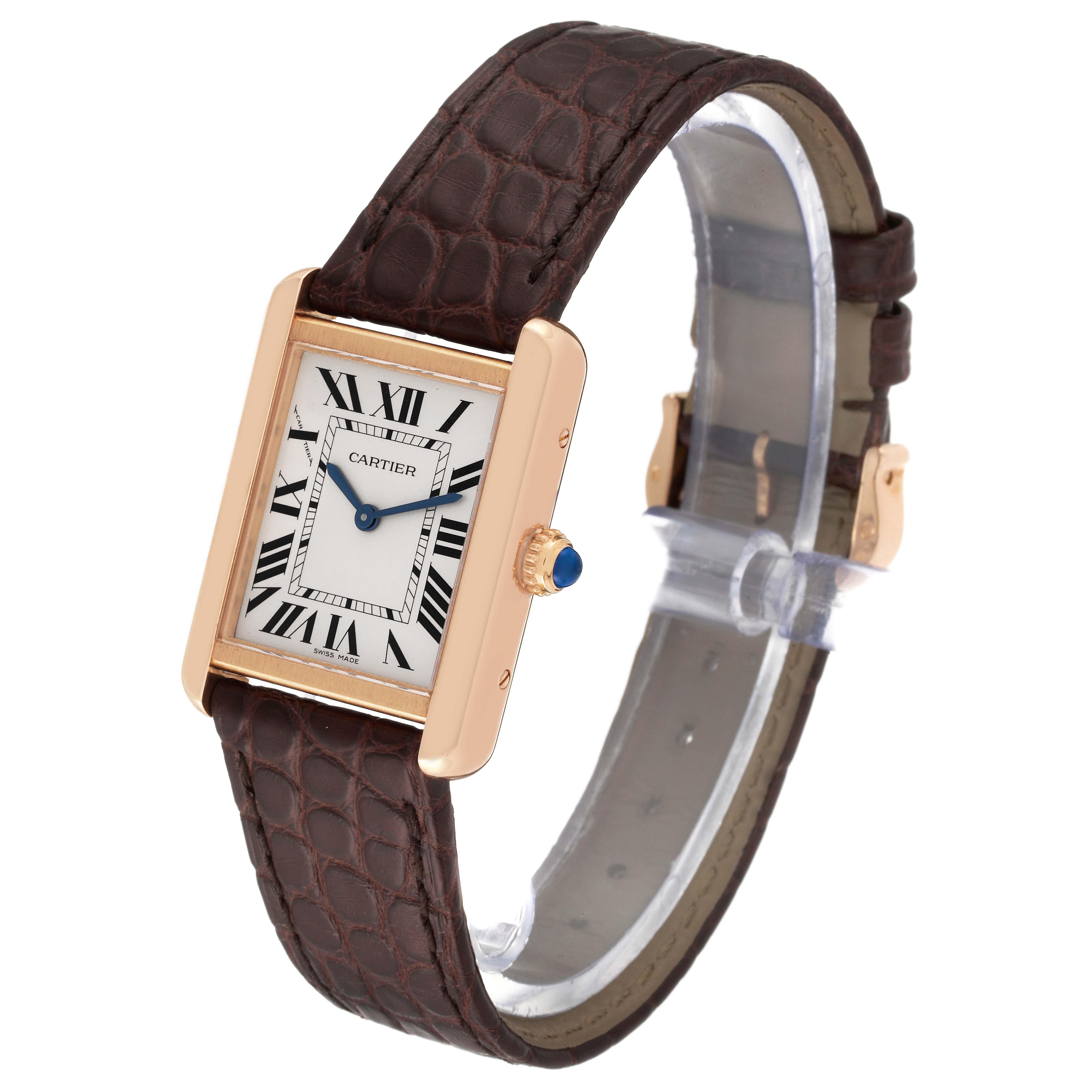 Women's Cartier Tank Solo Silver Dial Rose Gold Steel Ladies Watch W5200024 Papers