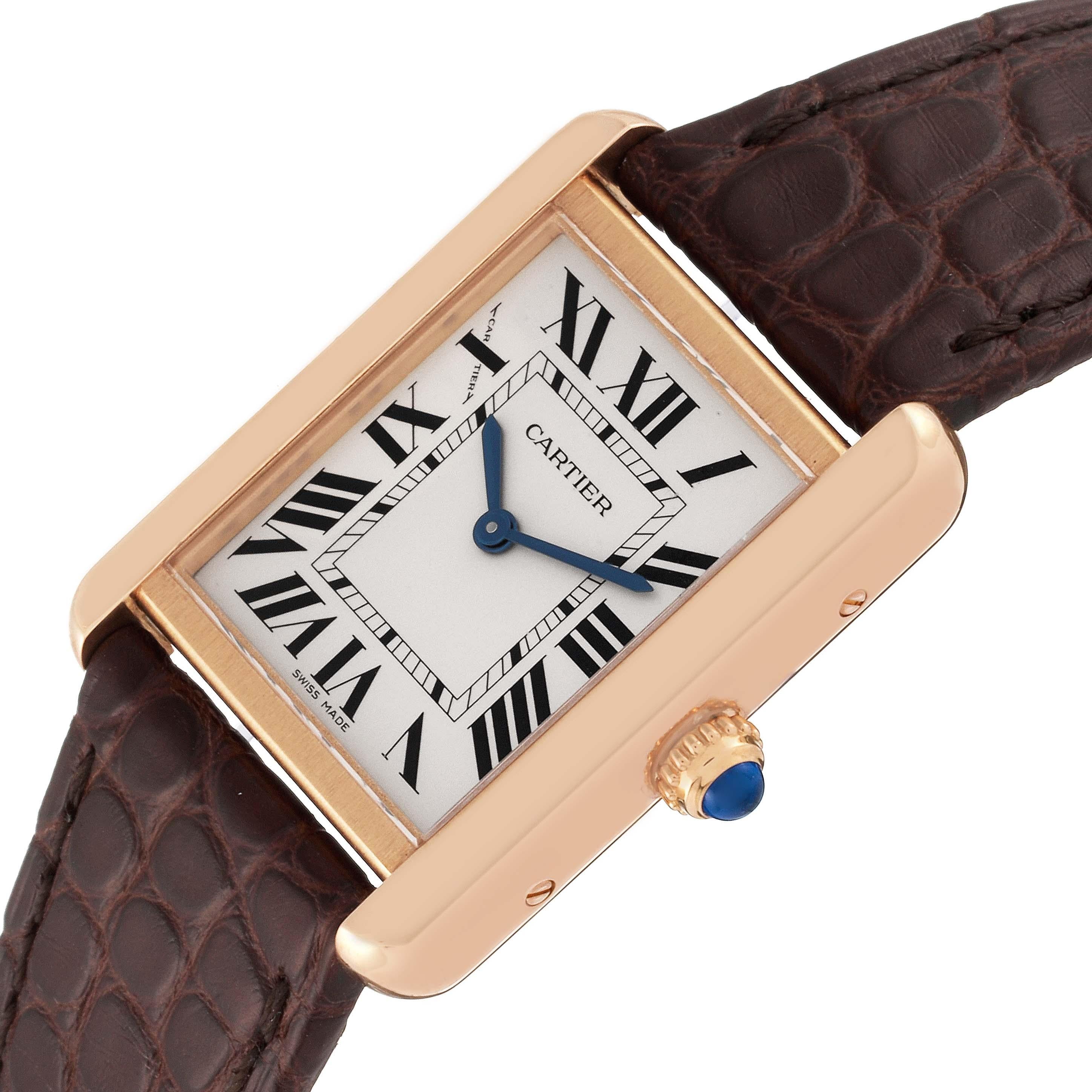 Cartier Tank Solo Silver Dial Rose Gold Steel Ladies Watch W5200024 Papers 1