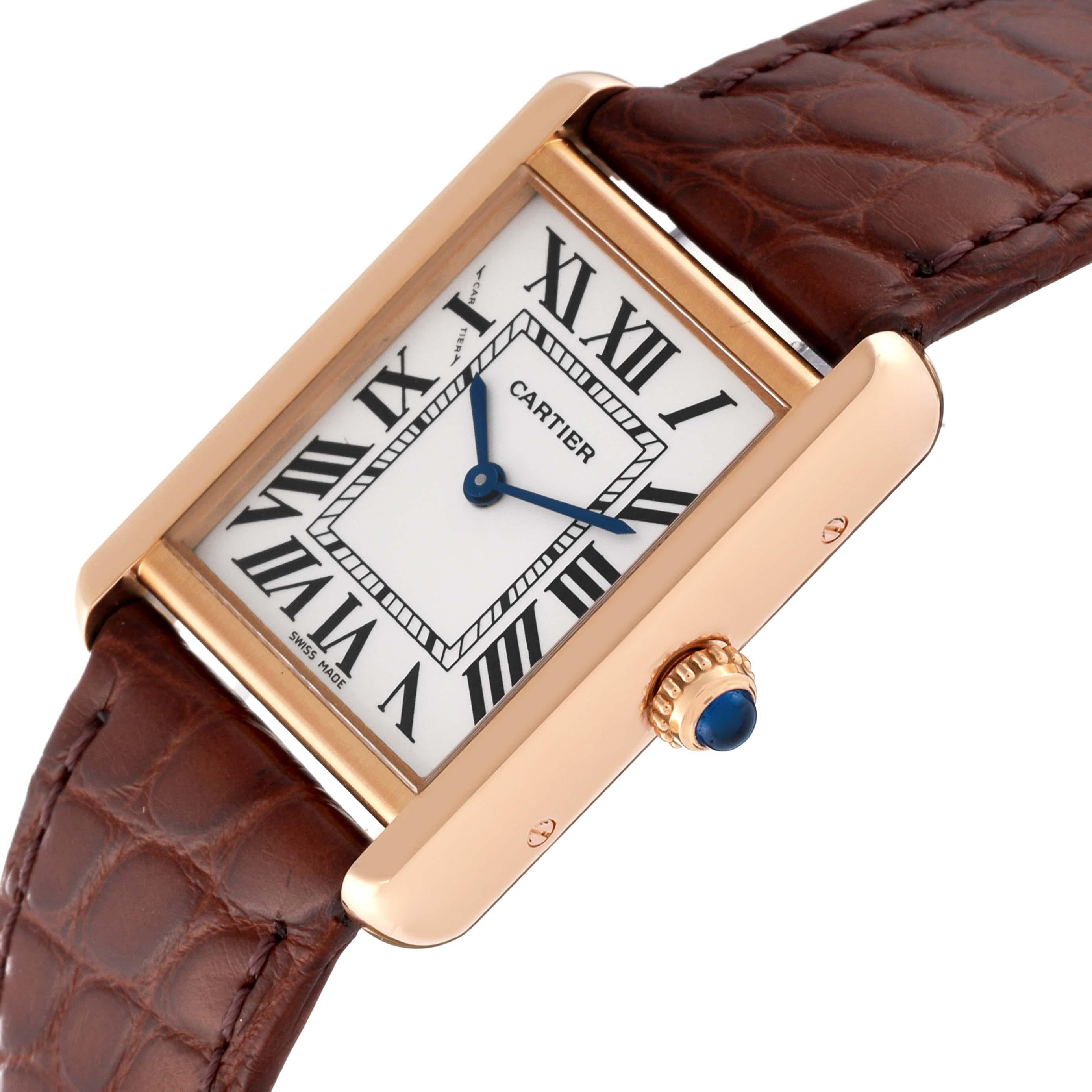 Cartier Tank Solo Silver Dial Rose Gold Steel Ladies Watch W5200024 Papers 2