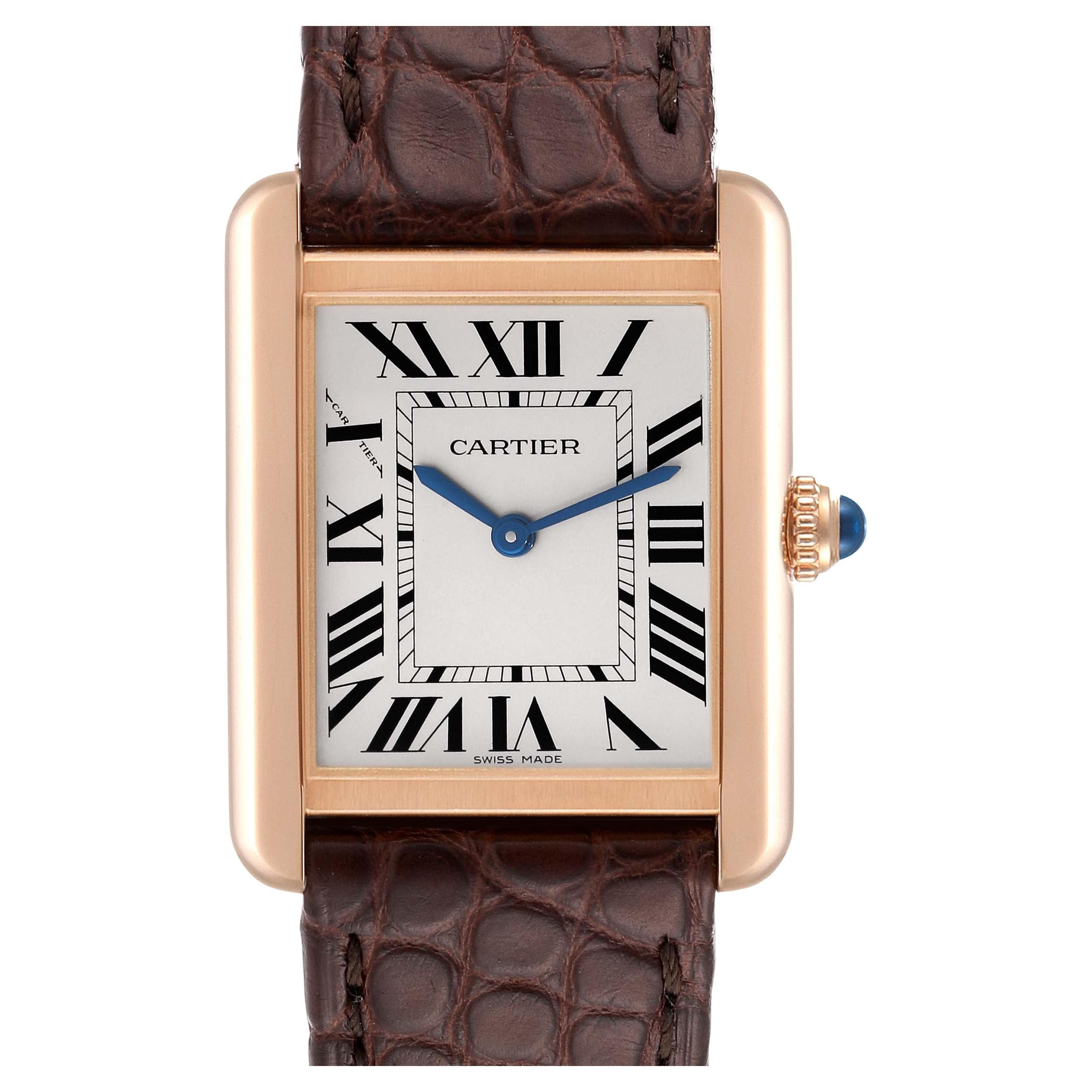 Cartier Tank Solo Silver Dial Rose Gold Steel Ladies Watch W5200024 Papers