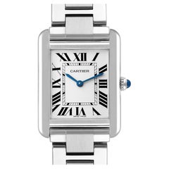 Cartier Tank Solo Silver Dial Small Steel Ladies Watch W5200013 Box Papers