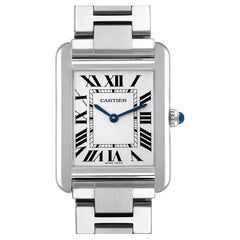 Cartier Tank Solo Silver Dial Small Steel Ladies Watch W5200013 Box Papers