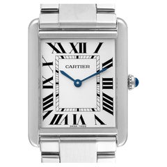 Cartier Tank Solo Silver Dial Steel Mens Watch W5200014 Box Card