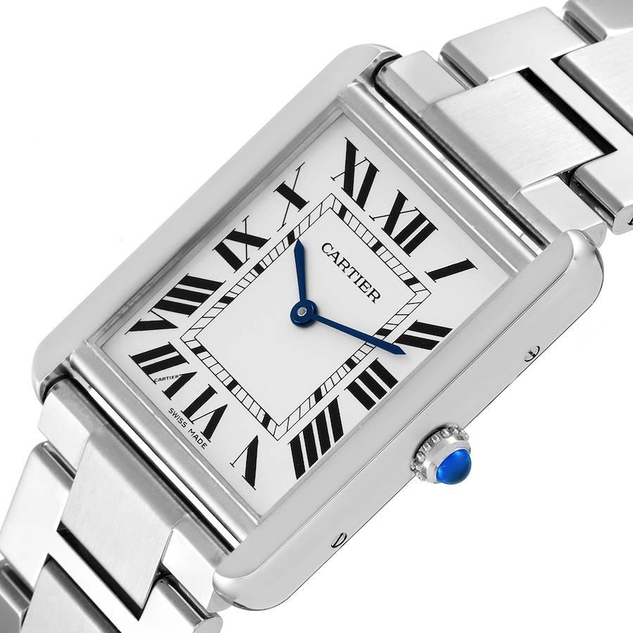 Cartier Tank Solo Silver Dial Steel Mens Watch W5200014 Box Papers 1
