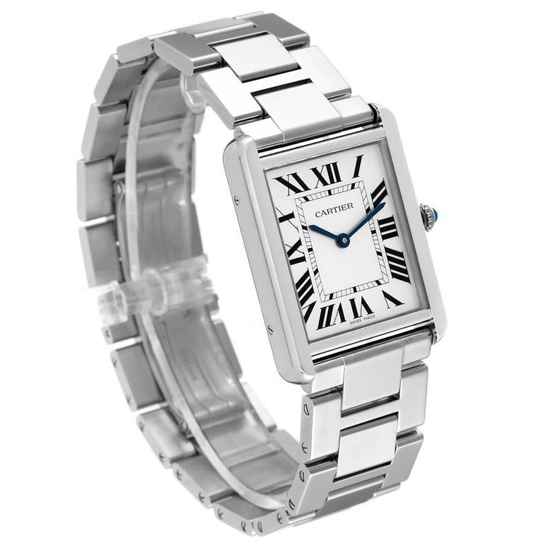 Cartier Tank Solo Silver Dial Steel Mens Watch W5200014 at 1stDibs
