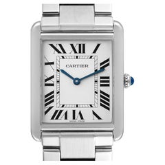 Cartier Montre Tank Solo avec cadran argenté et cadran en acier pour hommes W5200014