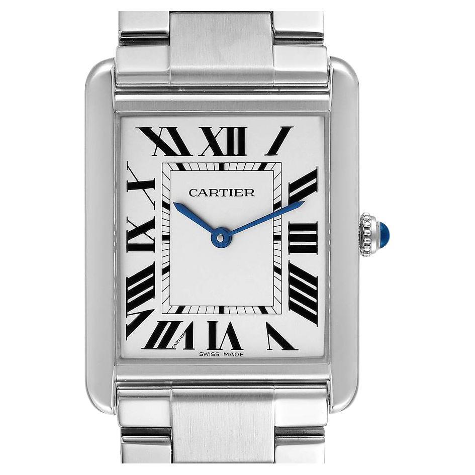 Cartier Tank Solo Silver Dial Steel Men's Watch W5200014 Papers For