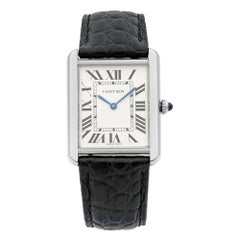 Cartier Tank Solo Silver Roman Dial Stainless Steel Quartz Men's Watch W1018355