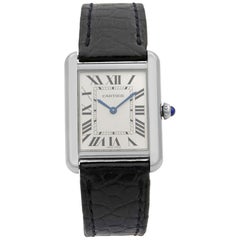 Cartier Tank Solo Silver Roman Rectangle Dial Steel Ladies Quartz Watch W5200005