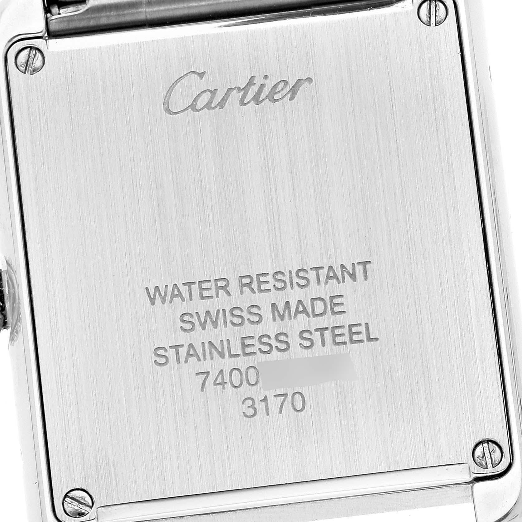 Cartier Tank Solo Small Silver Dial Steel Ladies Watch W5200013 Box Card In Excellent Condition In Atlanta, GA