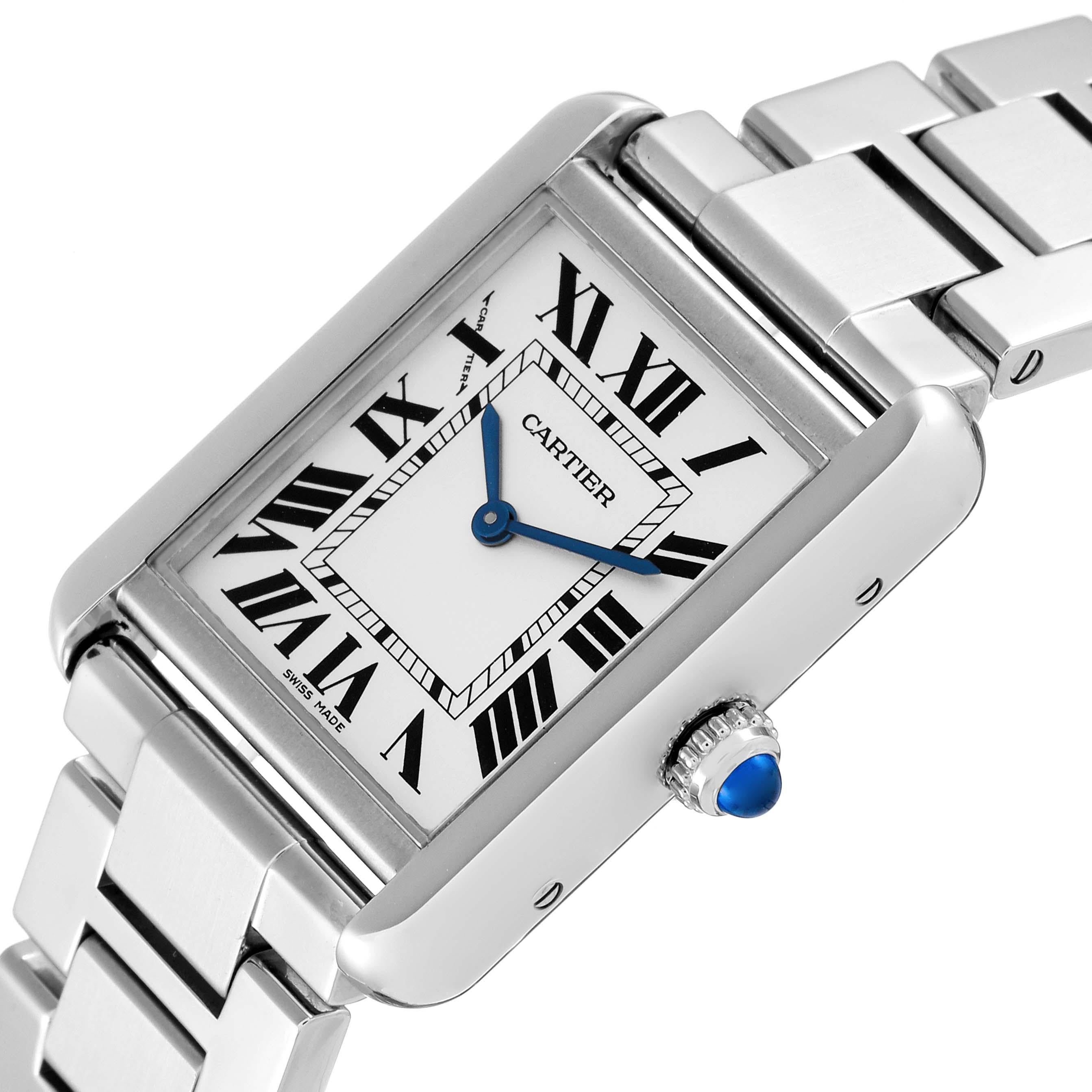 Cartier Tank Solo Small Silver Dial Steel Ladies Watch W5200013 Box Card 1