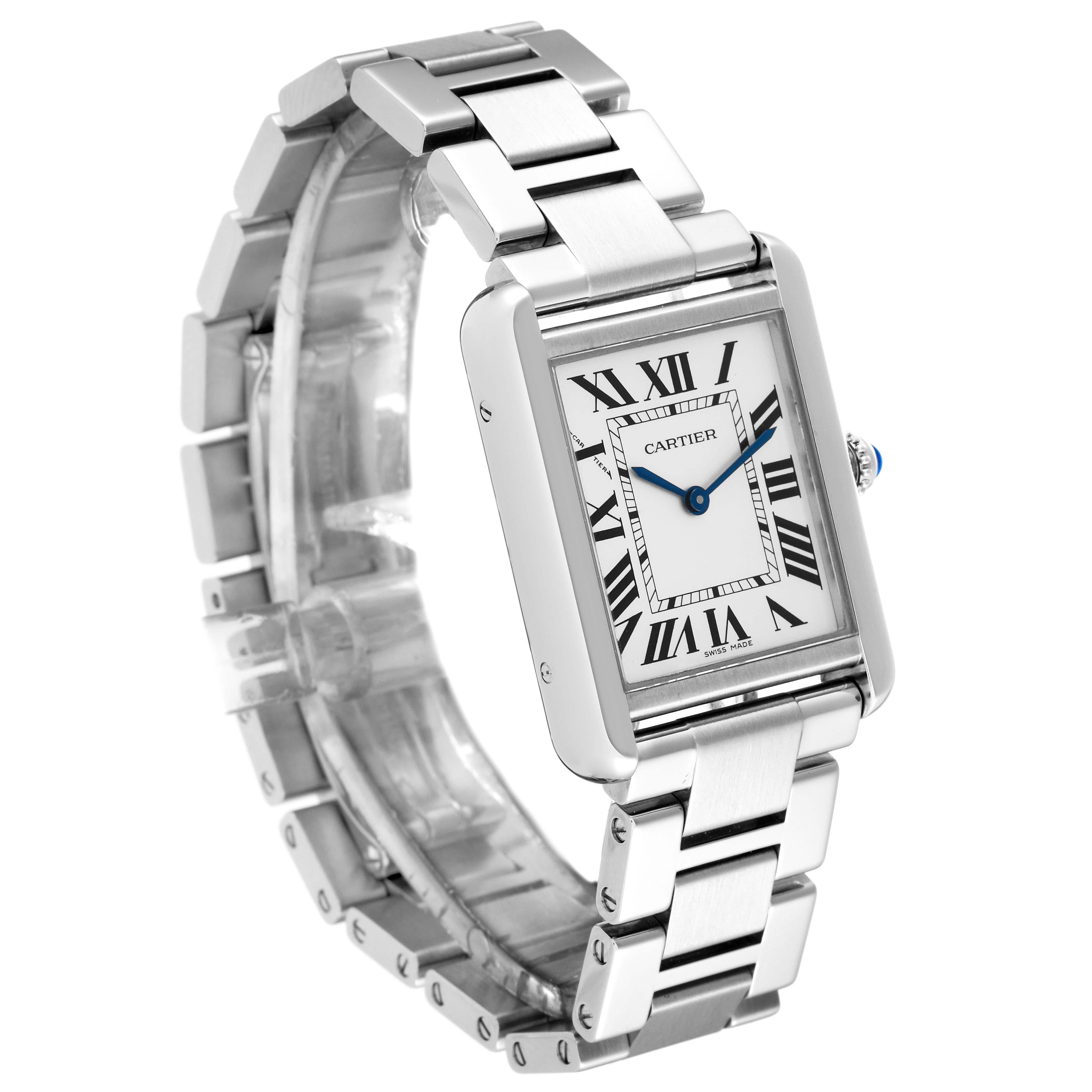Cartier Tank Solo Small Silver Dial Steel Ladies Watch W5200013 Box Card 2