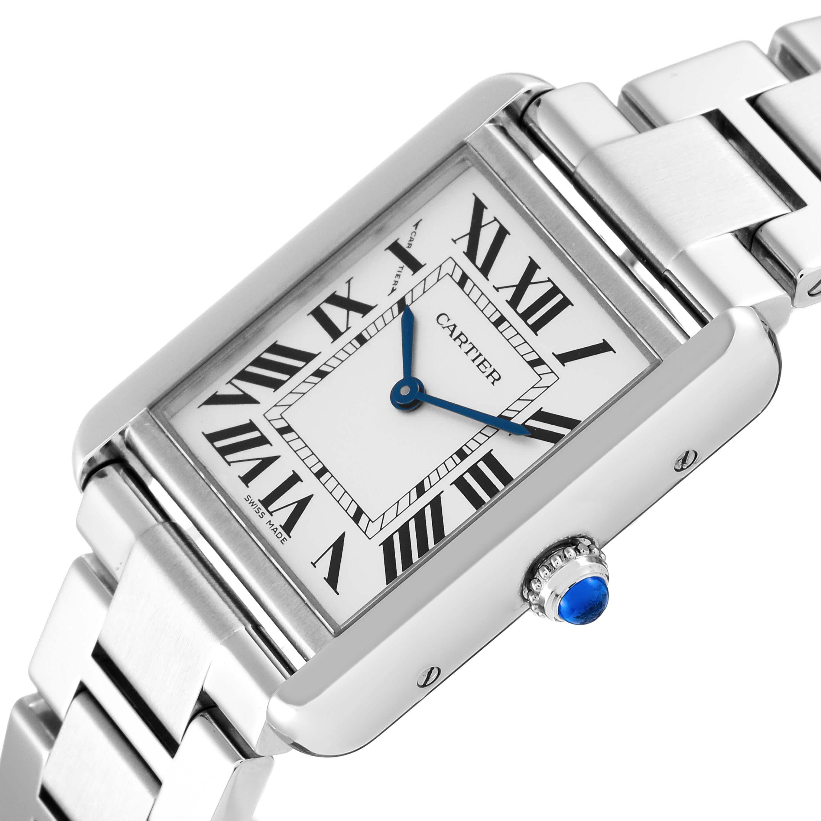 Cartier Tank Solo Small Silver Dial Steel Ladies Watch W5200013 Box Card 3