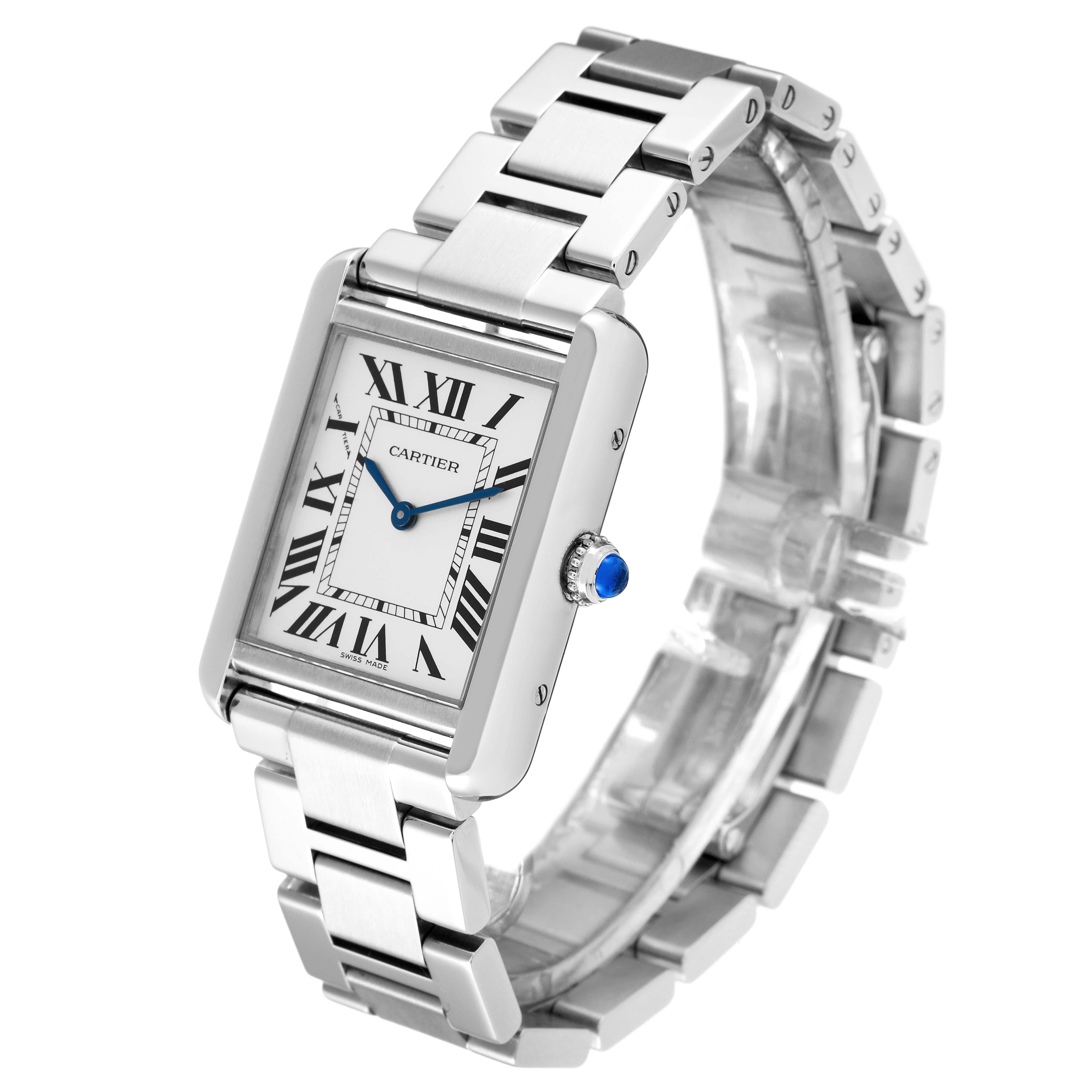 Cartier Tank Solo Small Silver Dial Steel Ladies Watch W5200013 Box Card 4