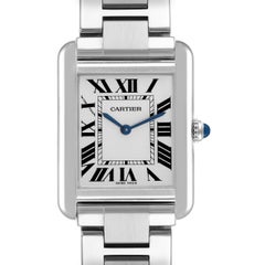 Cartier Tank Solo Small Silver Dial Steel Ladies Watch W5200013 Box Card