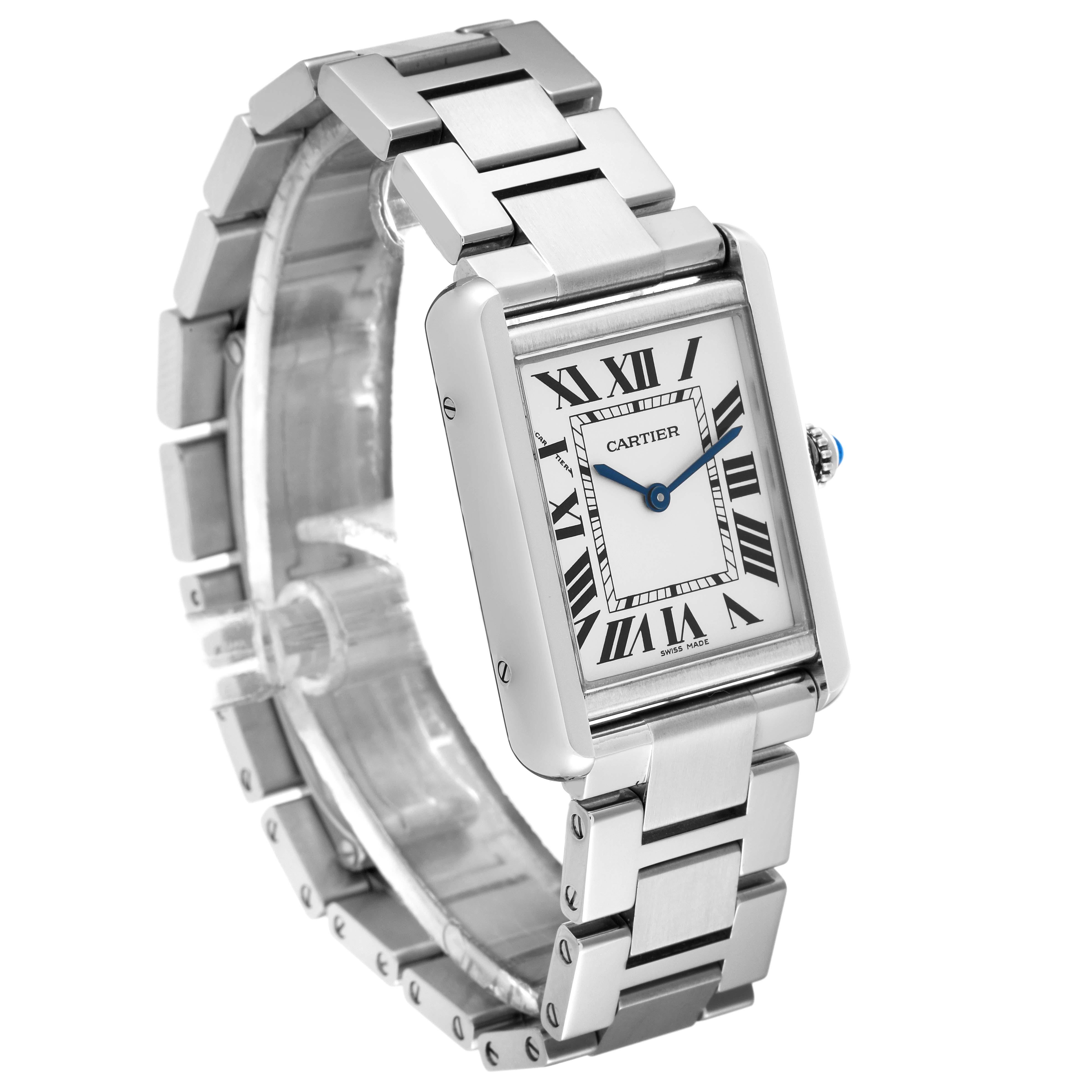 Cartier Tank Solo Small Silver Dial Steel Ladies Watch W5200013 Box Papers In Excellent Condition In Atlanta, GA