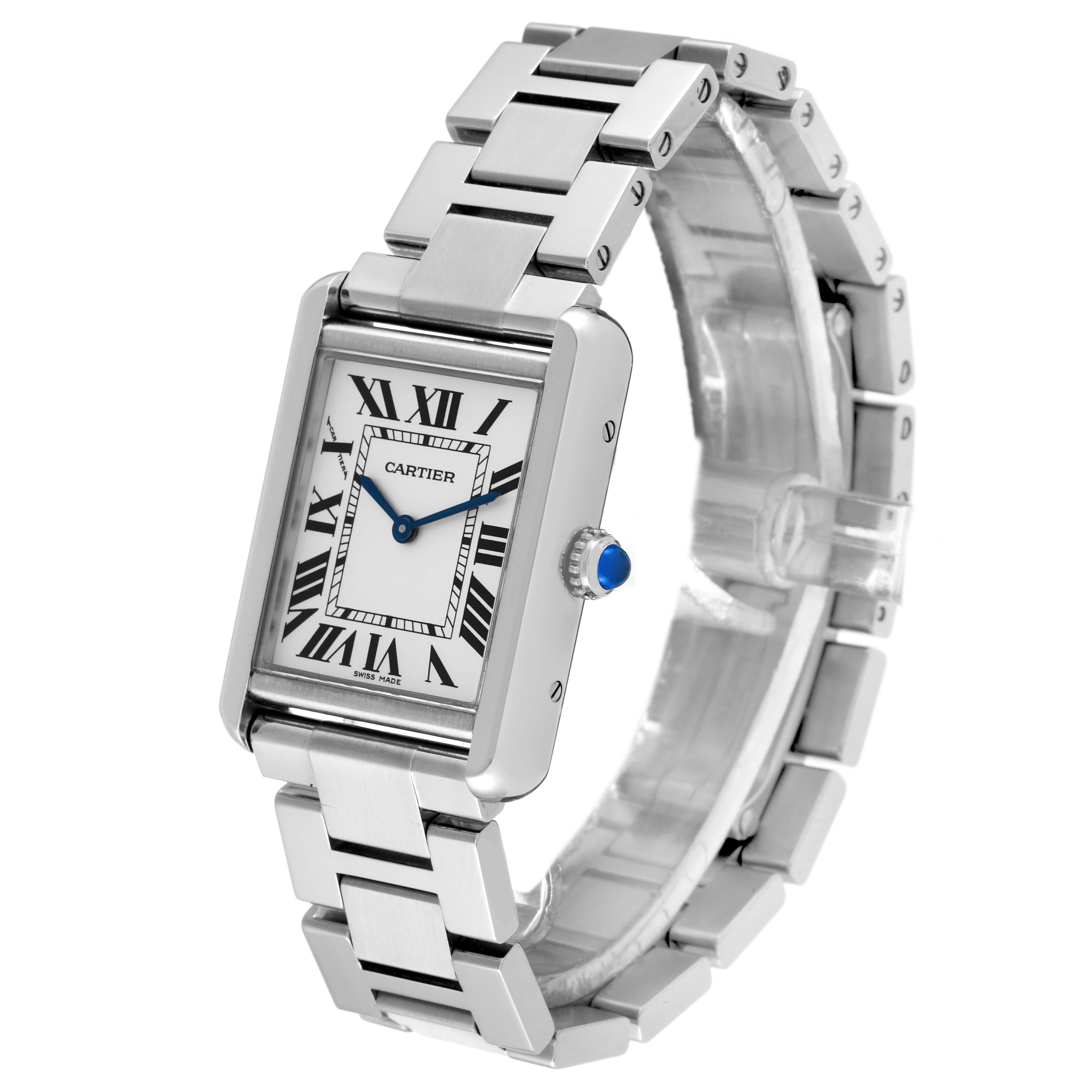 Women's Cartier Tank Solo Small Silver Dial Steel Ladies Watch W5200013 Box Papers