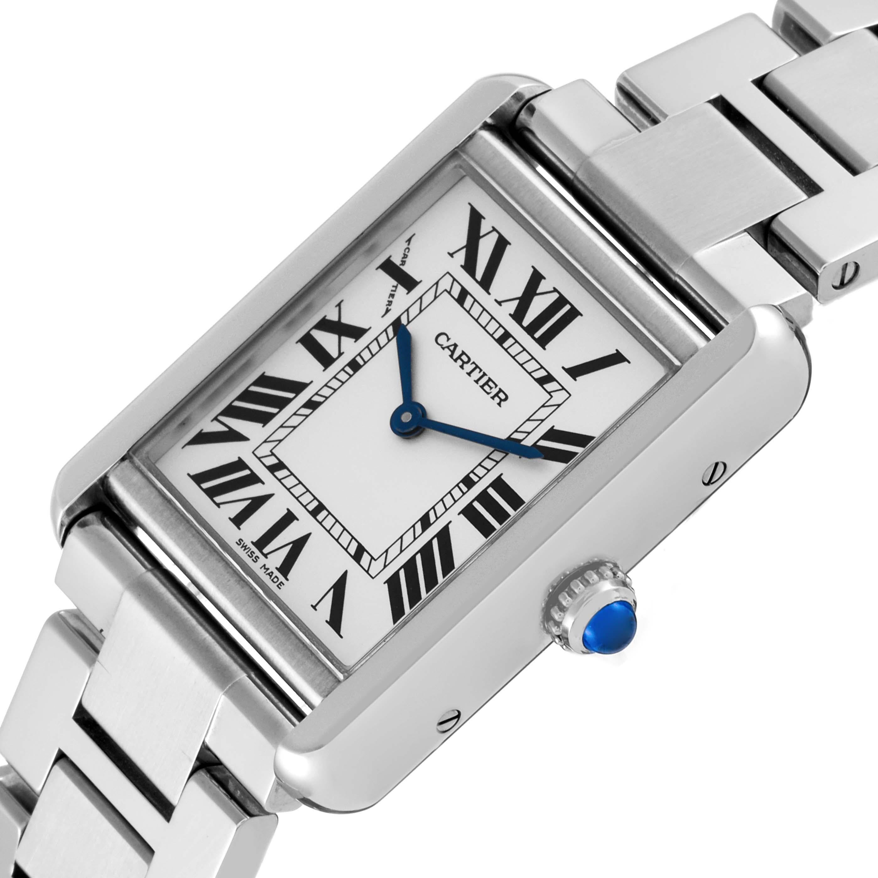 Cartier Tank Solo Small Silver Dial Steel Ladies Watch W5200013 Box Papers 1