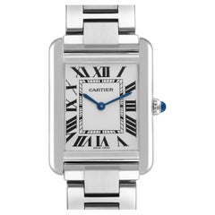 Cartier Tank Solo Small Silver Dial Steel Ladies Watch W5200013 Box Papers
