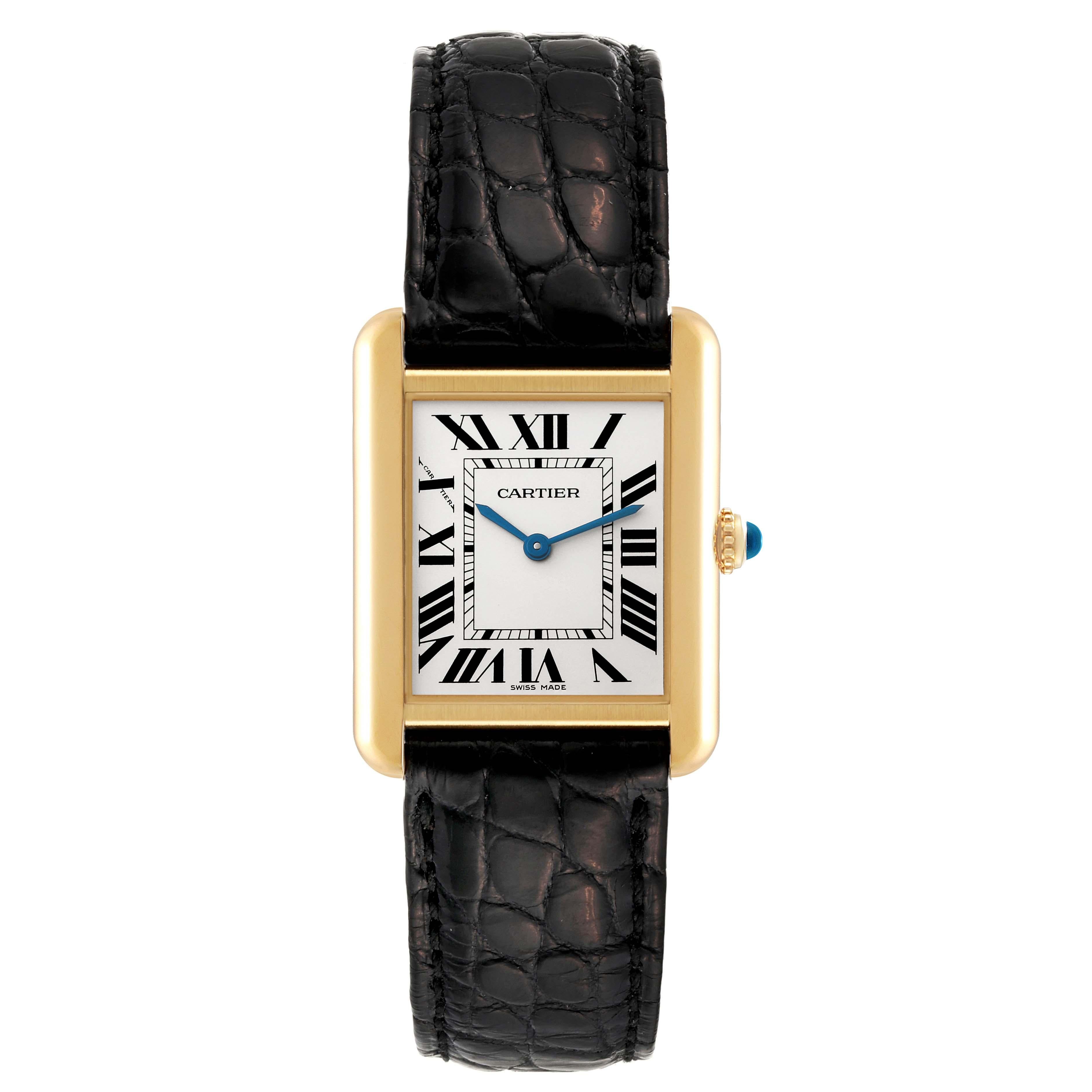 Cartier Tank Solo Small Yellow Gold Steel Ladies Watch W1018755 Papers In Excellent Condition In Atlanta, GA