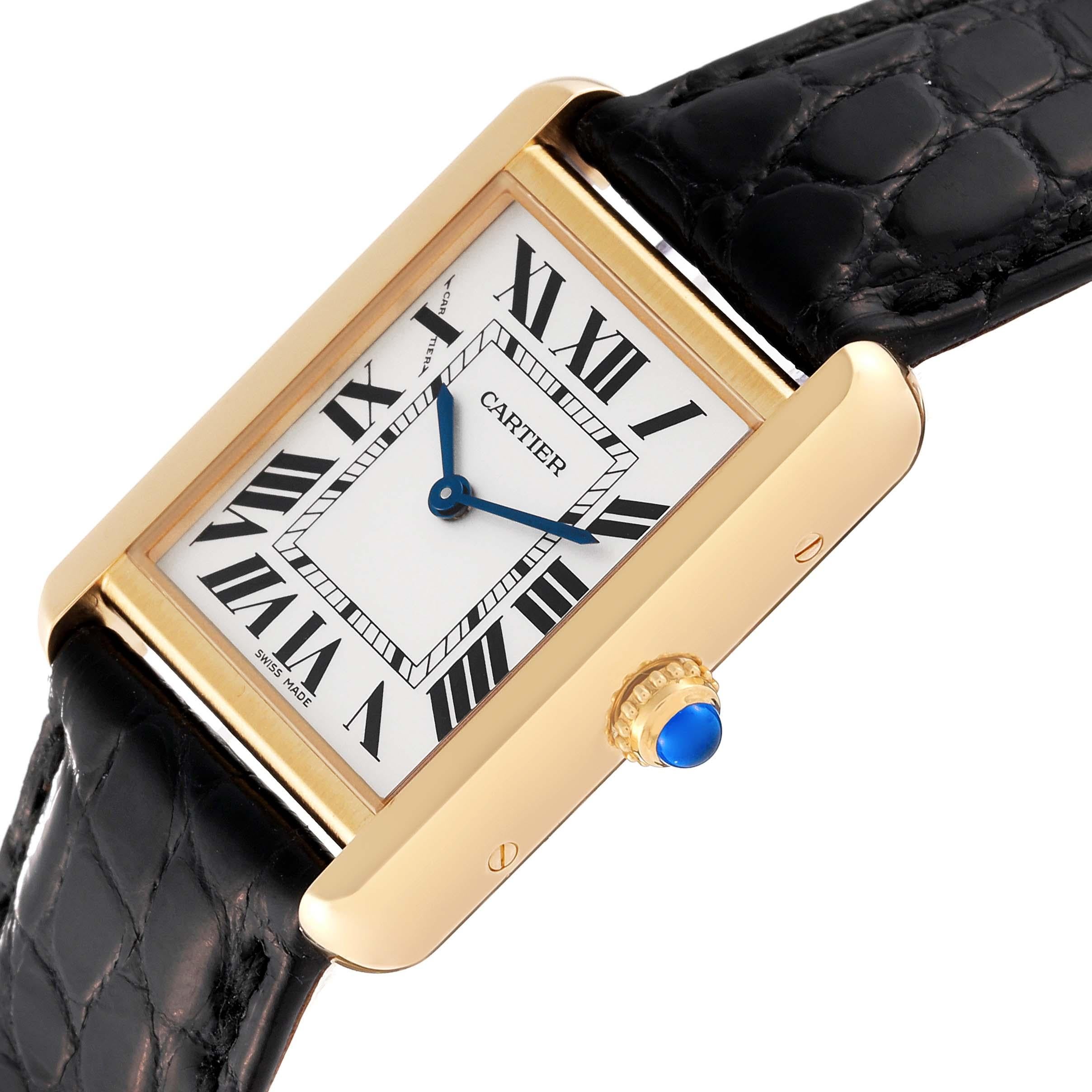 Cartier Tank Solo Small Yellow Gold Steel Ladies Watch W1018755 Papers 1