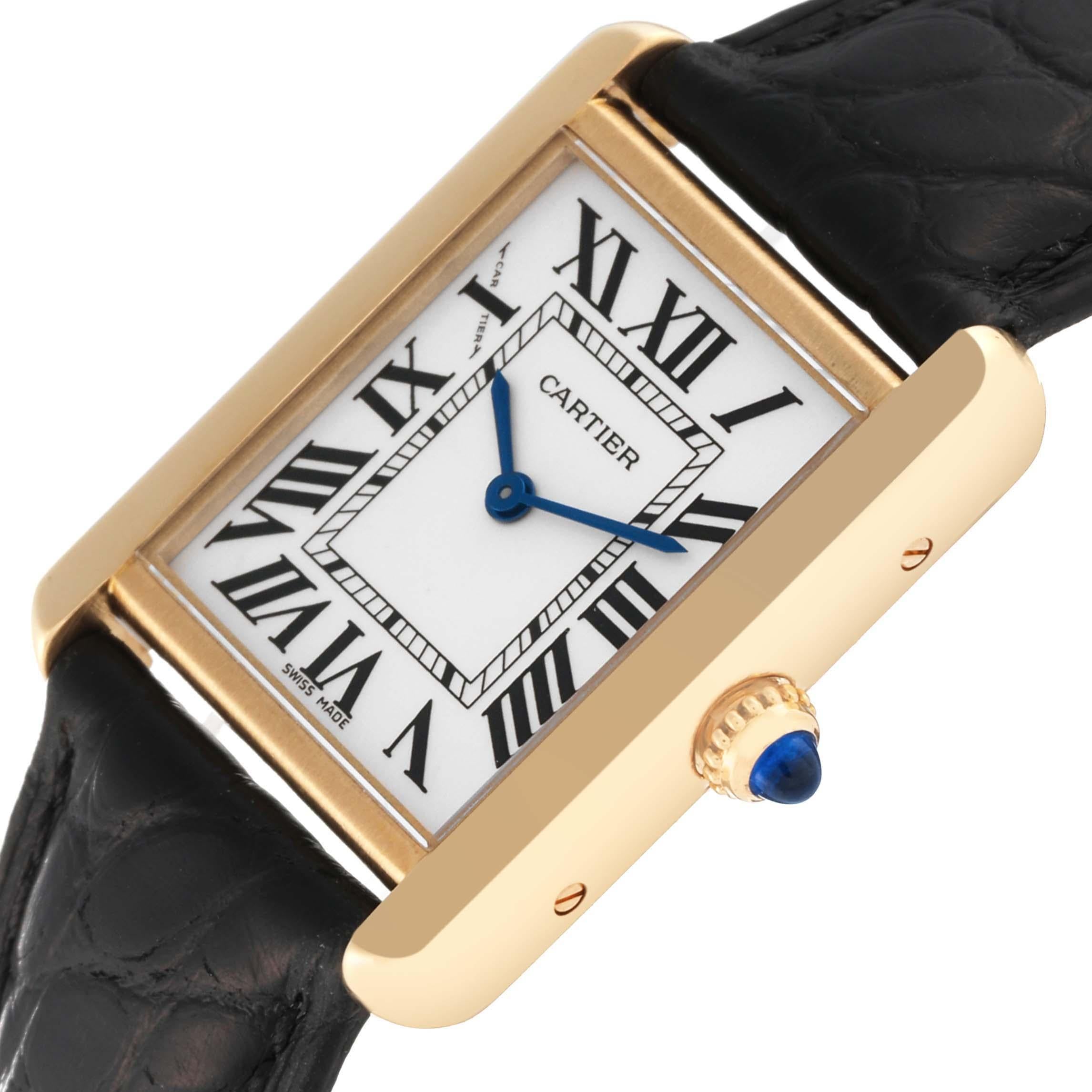 Women's Cartier Tank Solo Small Yellow Gold Steel Silver Dial Ladies Watch W1018755 Card