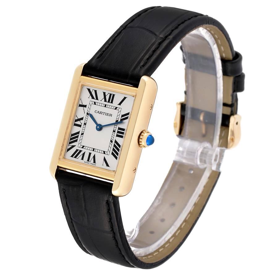 Cartier Tank Solo Small Yellow Gold Steel Silver Dial Ladies Watch W1018755 In Excellent Condition In Atlanta, GA