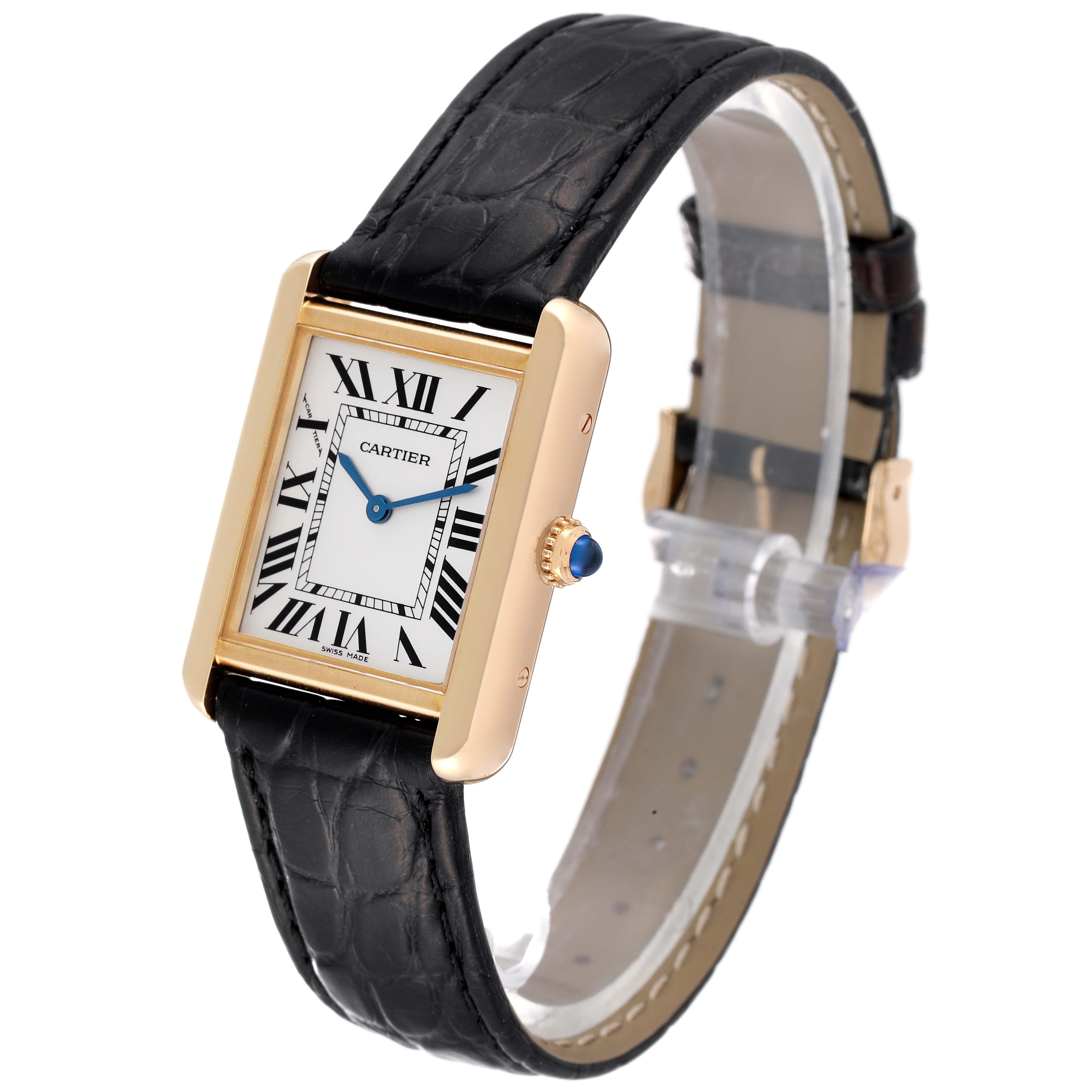 Women's Cartier Tank Solo Small Yellow Gold Steel Silver Dial Ladies Watch W1018755