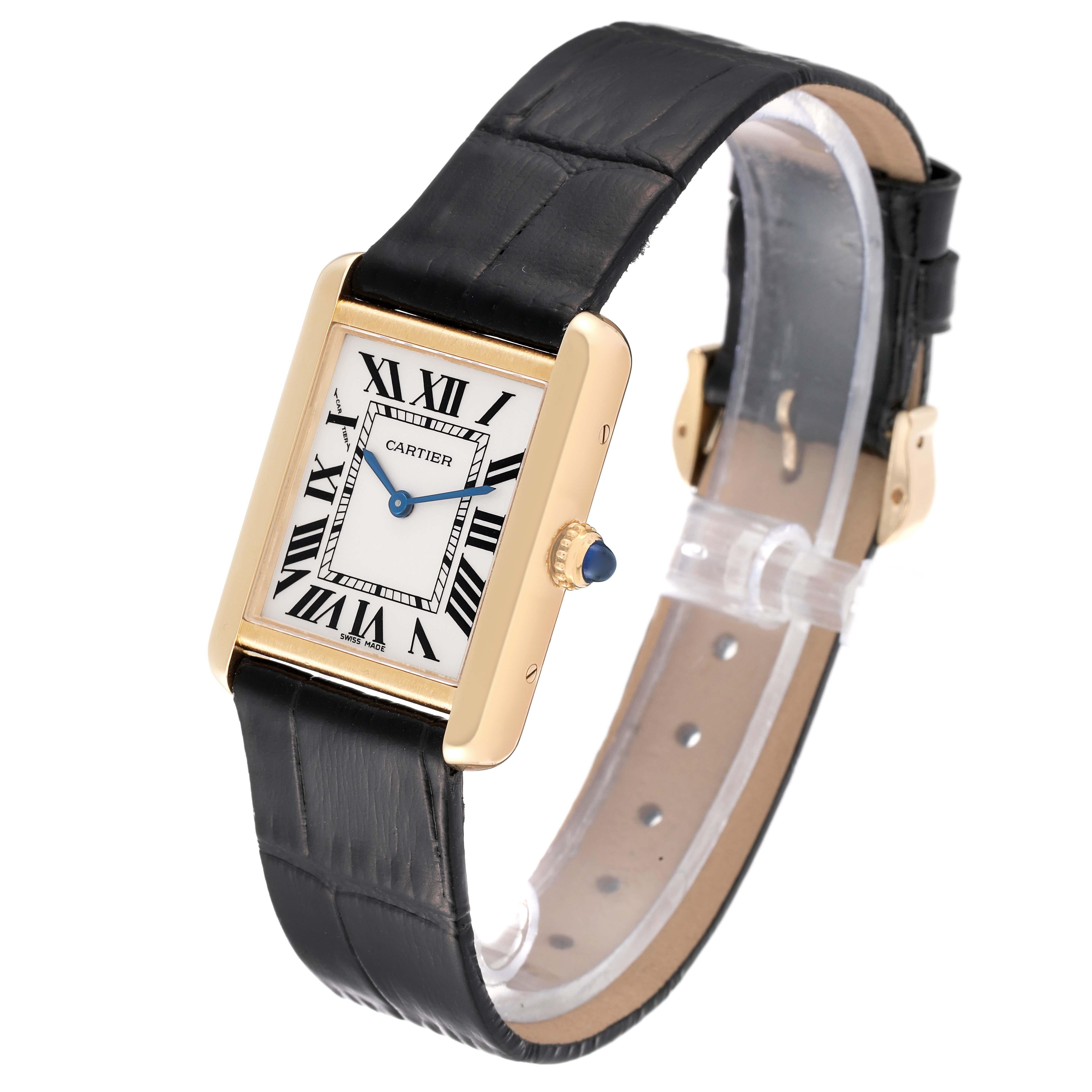 Cartier Tank Solo Small Yellow Gold Steel Silver Dial Ladies Watch W1018755 In Excellent Condition In Atlanta, GA