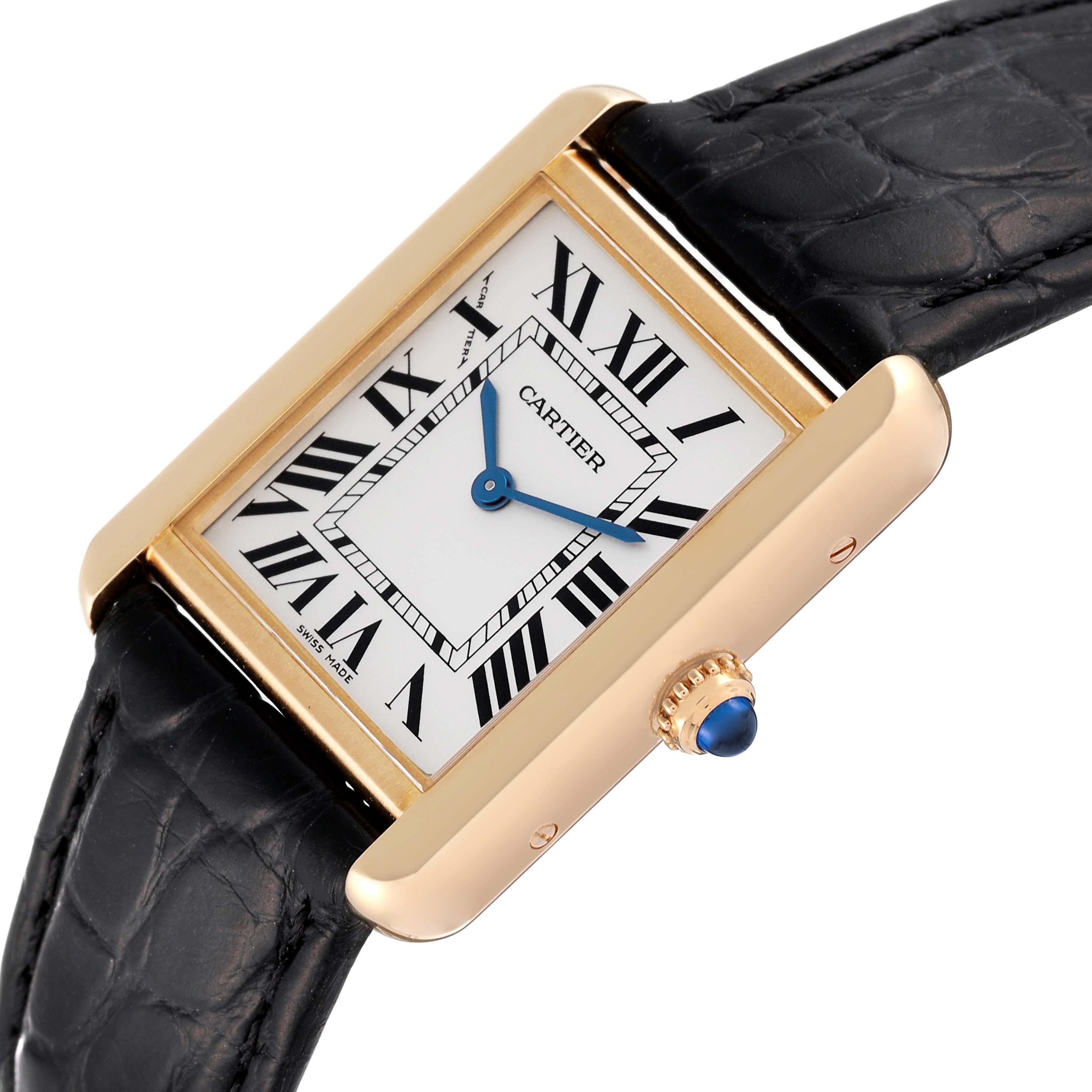 Cartier Tank Solo Small Yellow Gold Steel Silver Dial Ladies Watch W1018755 1