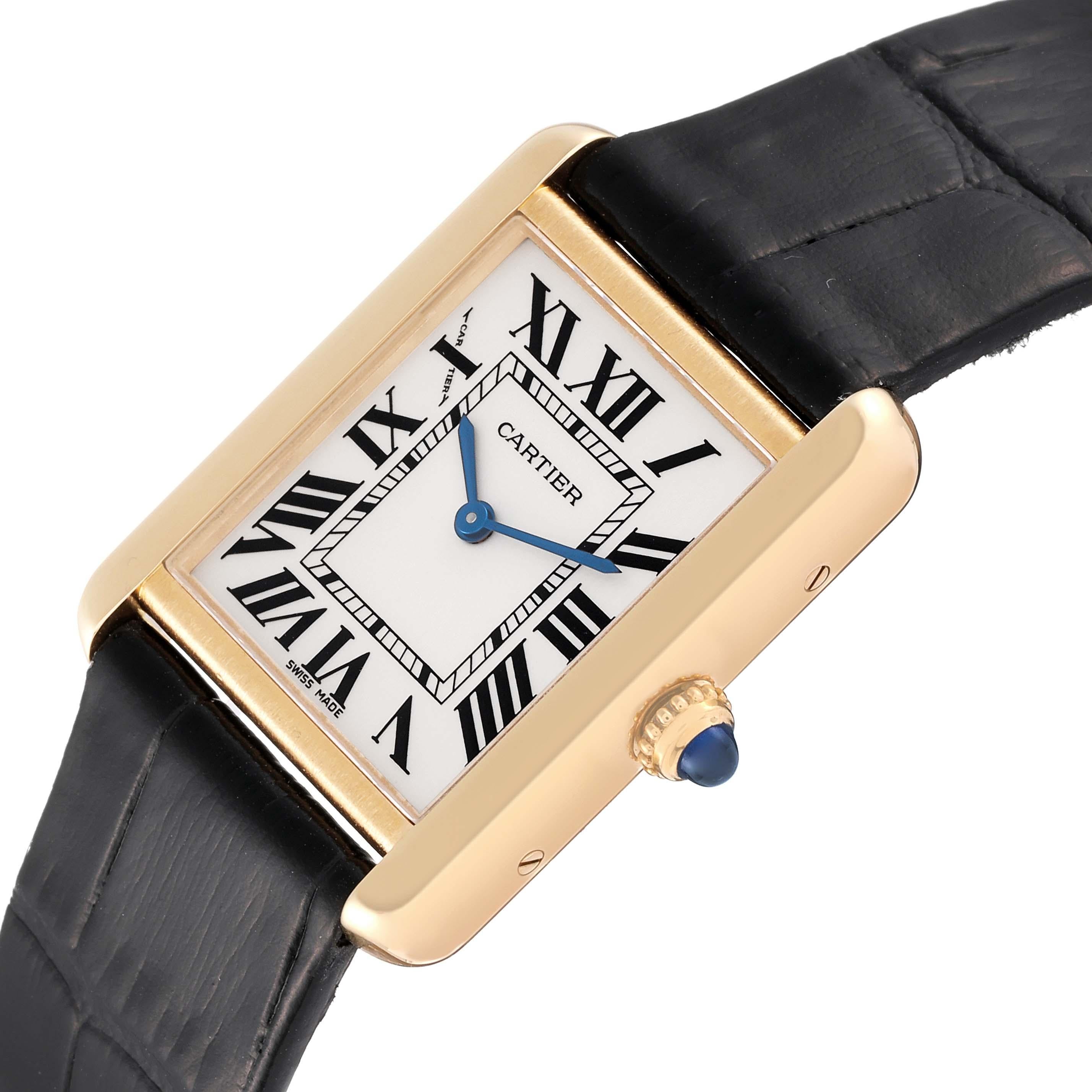 Women's Cartier Tank Solo Small Yellow Gold Steel Silver Dial Ladies Watch W1018755