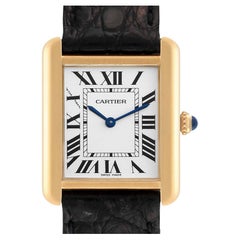 Cartier, petite montre Tank Solo en or jaune avec cadran en acier et argent, pour femmes W1018755