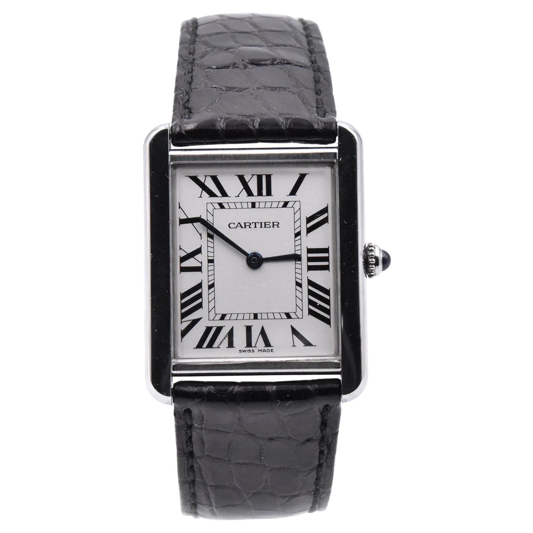 Cartier Tank Solo Stainless Steel and Leather Watch Ref. 2715