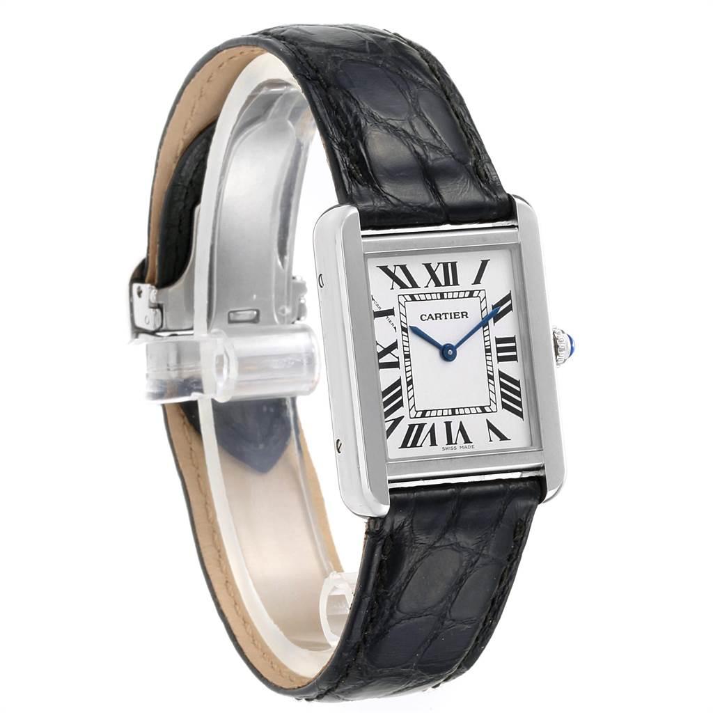 Women's Cartier Tank Solo Steel Black Strap Quartz Ladies Watch W1018255