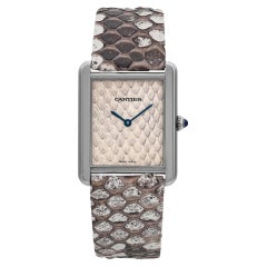 Cartier Tank Solo Montre pour femme avec cadran quartz en acier python W5200021
