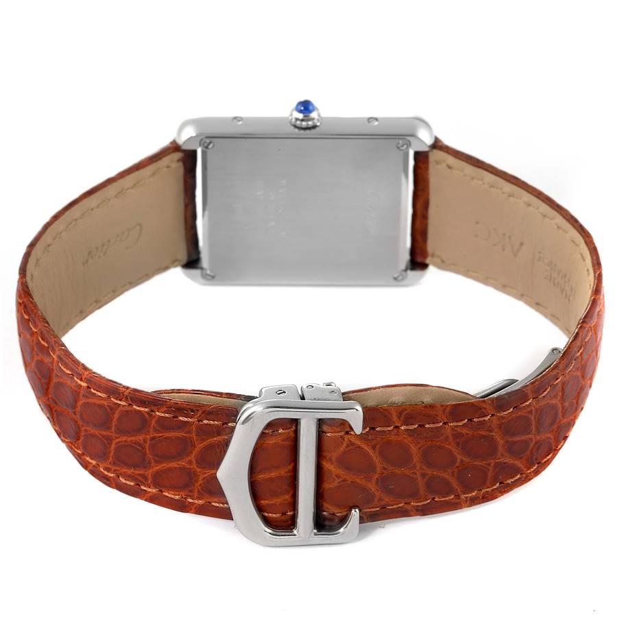 Cartier Tank Solo Stahl Silber Zifferblatt Brown Strap Unisex Uhr W1018355 1