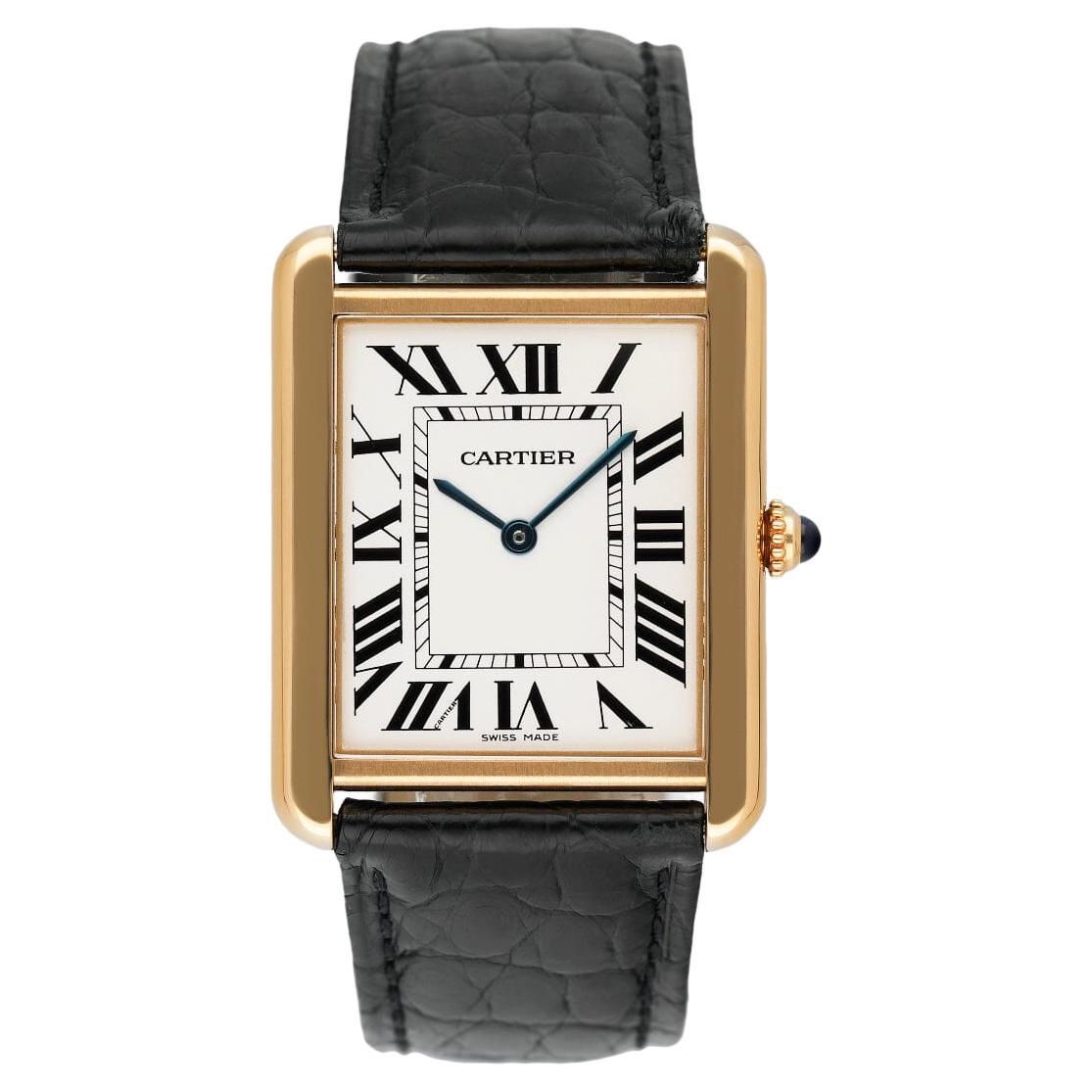 Cartier Tank Solo W5200004 Large Size 18k Yellow Gold Ladies Watch Box