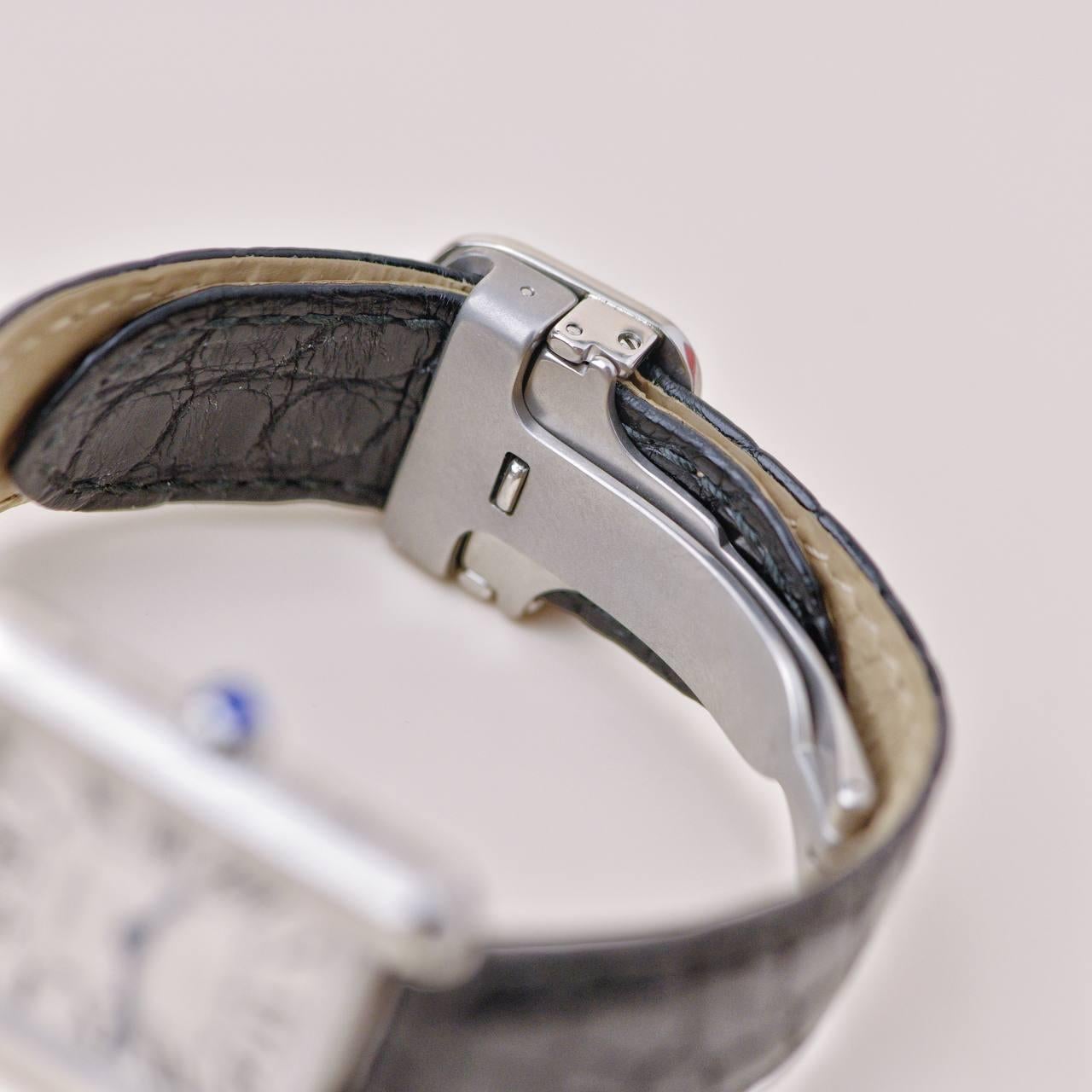 Cartier Tank Solo W5200005 Stainless Steel Leather Wristwatch For Sale 1