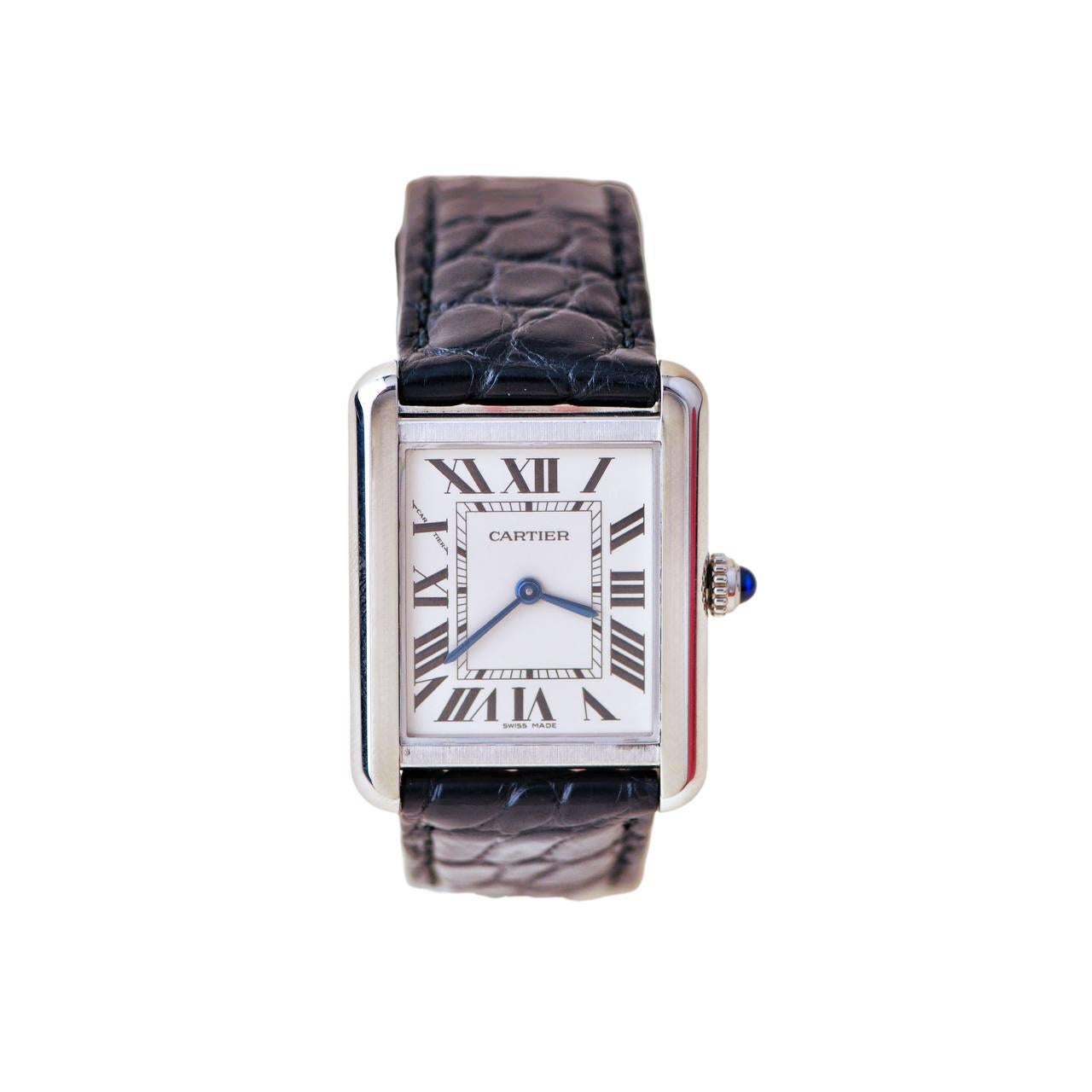 Cartier Tank Solo W5200005 Stainless Steel Leather Wristwatch