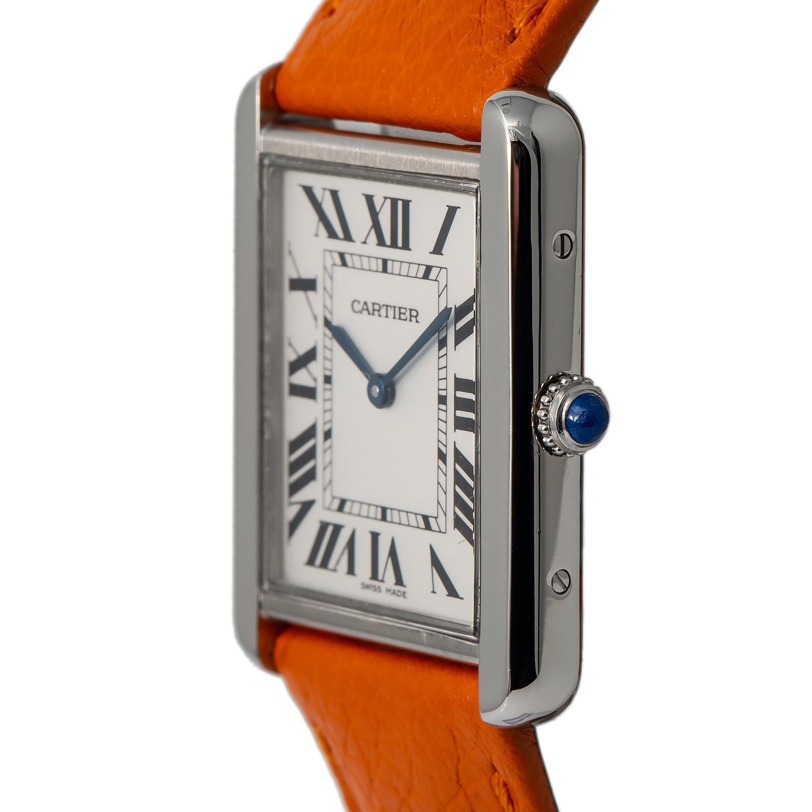Cartier Tank Solo W5200014, Case, Certified and Warranty In Excellent Condition In Miami, FL