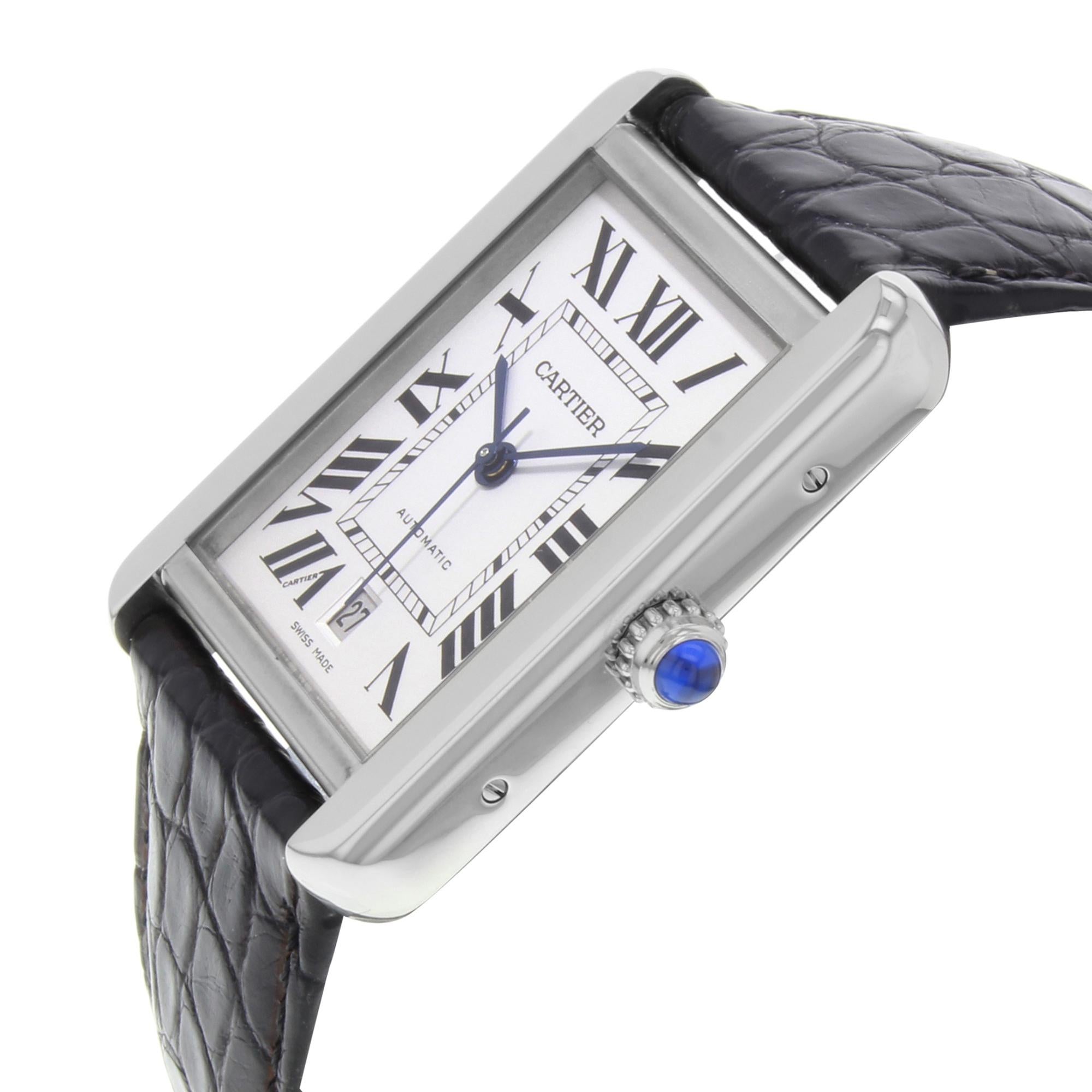 Cartier Tank Solo W5200027 Rectangle Stainless Steel Automatic Men's Watch In Fair Condition In New York, NY