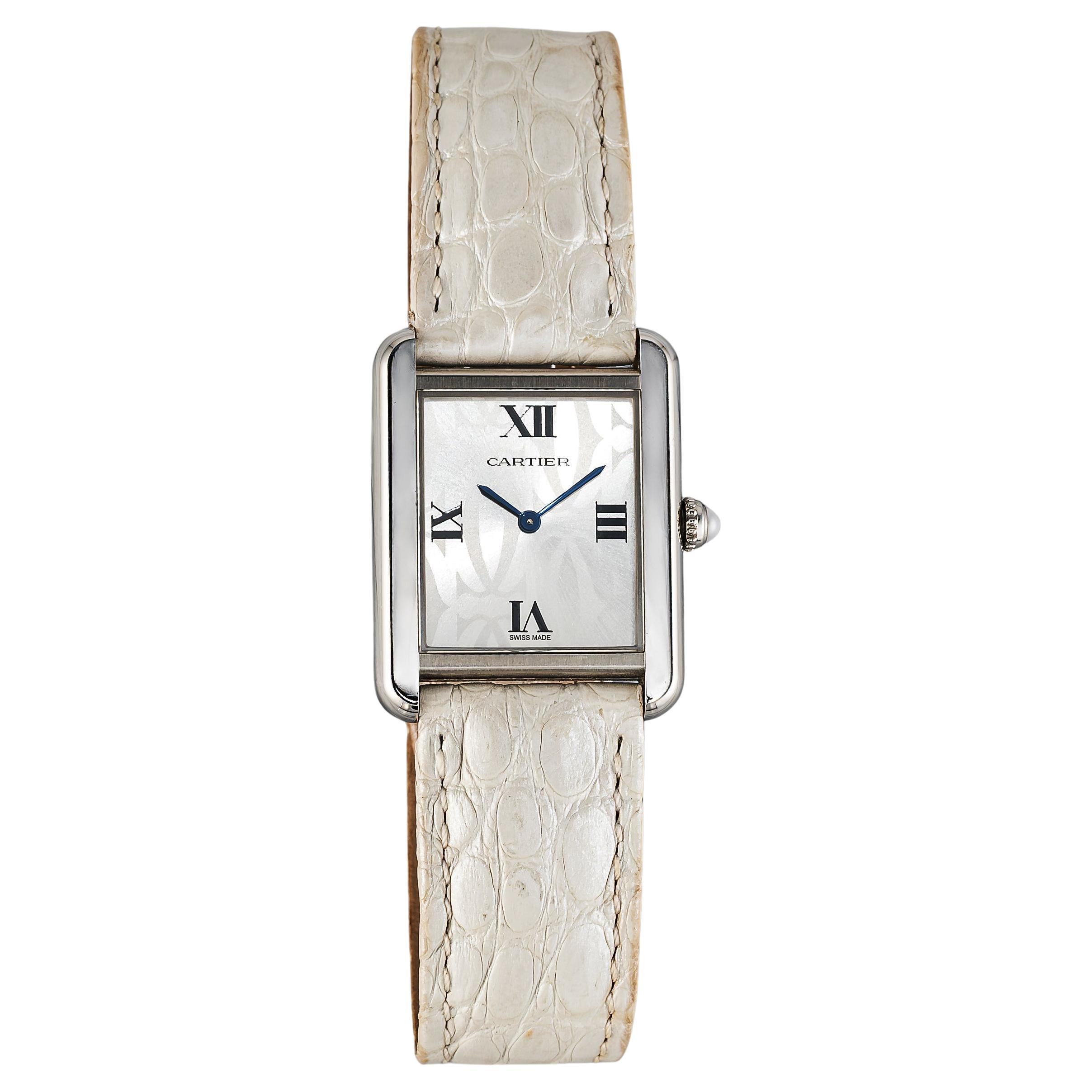 Reloj Cartier Tank Solo con esfera monograma, años 2000 en venta