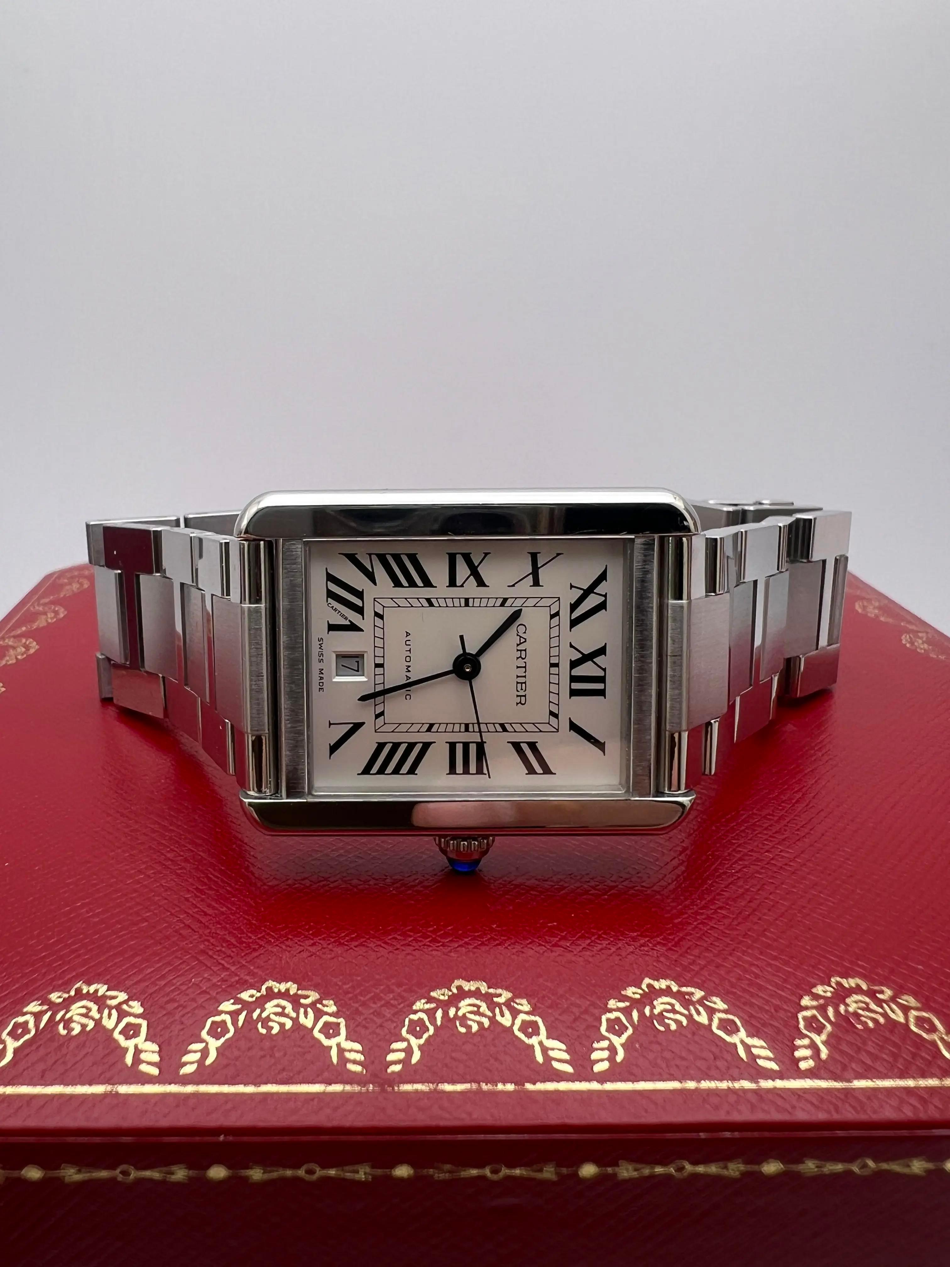 Cartier Tank Solo XL 31 x 41mm W5200028 Silver Dial Steel Automatic Box Papers In Excellent Condition For Sale In New York, NY