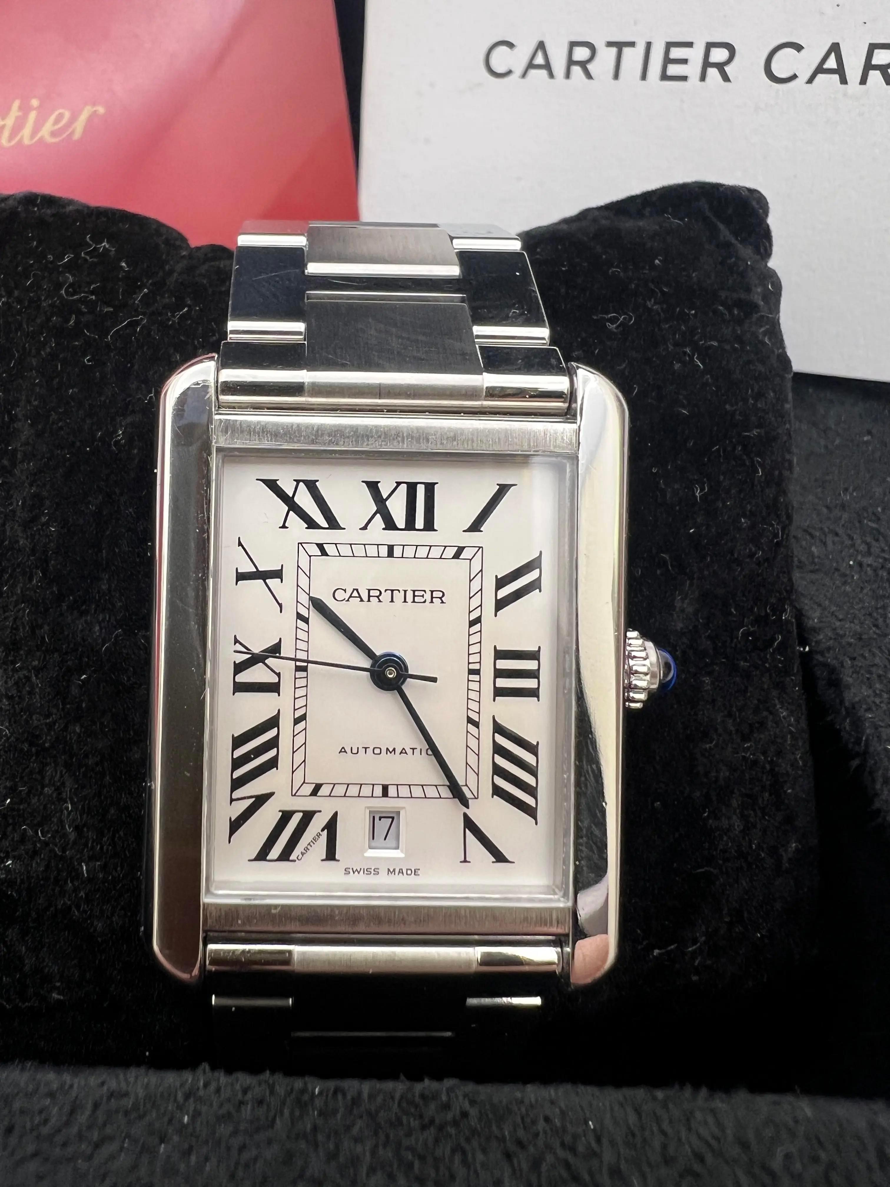 Women's or Men's Cartier Tank Solo XL 31 x 41mm W5200028 Silver Dial Steel Automatic Box Papers For Sale
