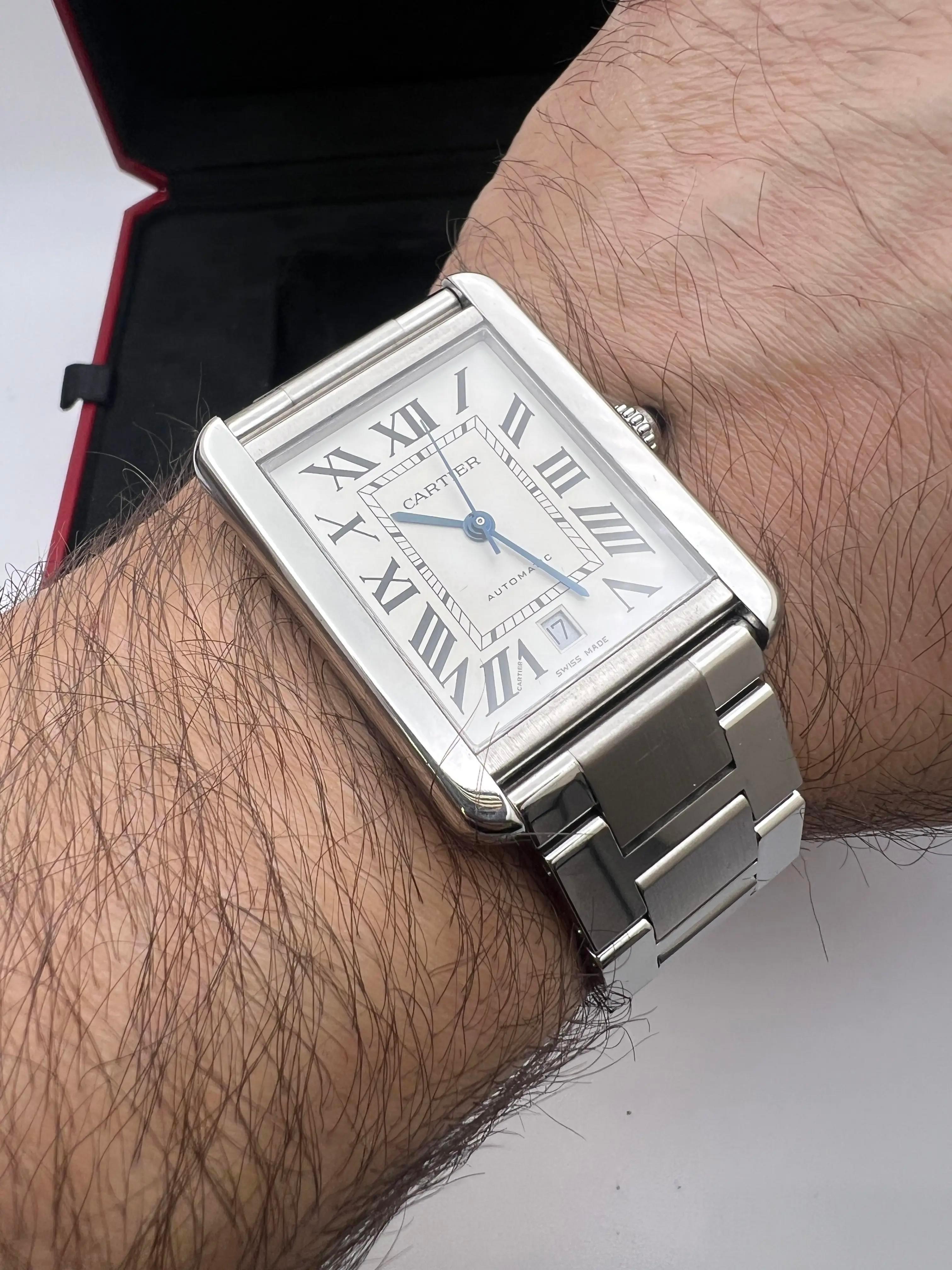 Cartier Tank Solo XL 31 x 41mm W5200028 Silver Dial Steel Automatic Box Papers For Sale 2