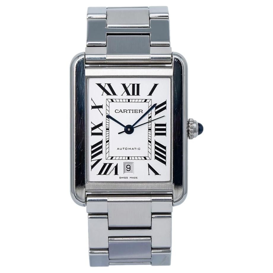 Cartier Tank Solo XL 3515 W5200028 Men's Automatic Watch Silver Dial SS