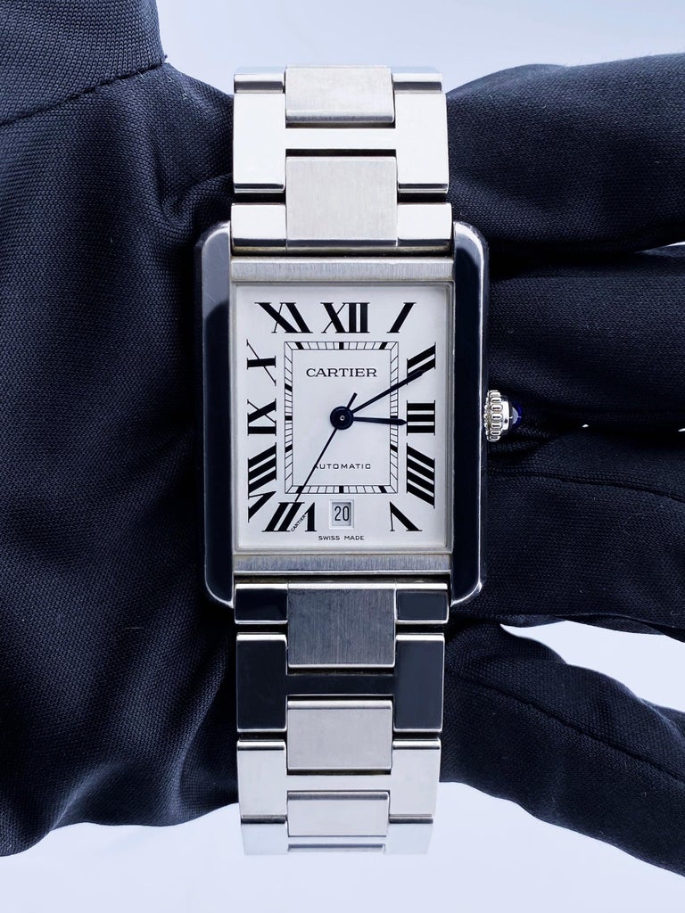 Cartier Tank Solo 3800 Stainless Steel Gents Wristwatch at 1stDibs  cartier  tank large on wrist, cartier tank solo mens, cartier tank 3800