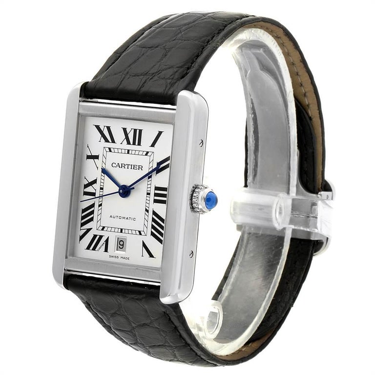 Cartier Tank Solo Xl Automatic Date Stainless Steel Men S Watch W5200027 For Sale At 1stdibs